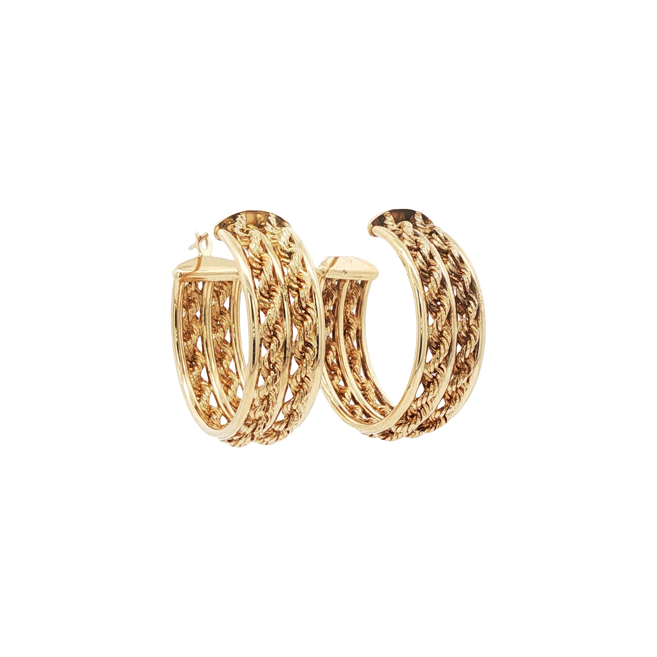 Vintage gold fantasy hoop earrings 14 kt