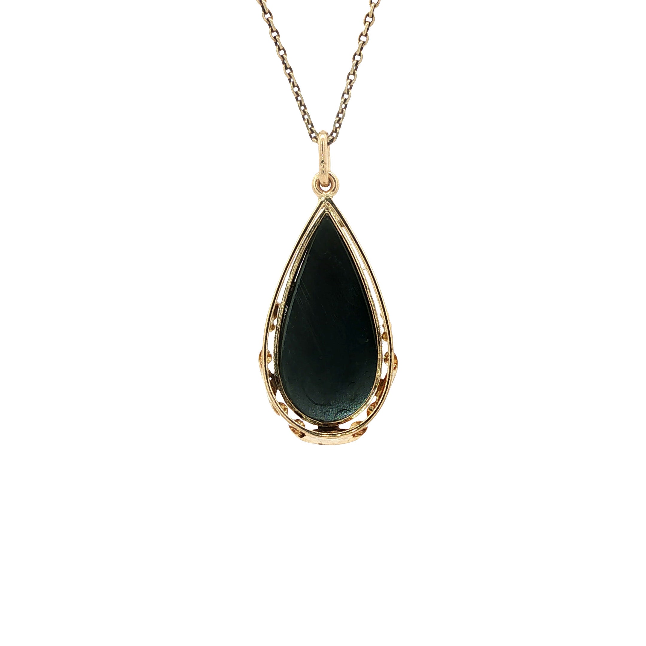 Gouden hanger met hematiet 14 kt