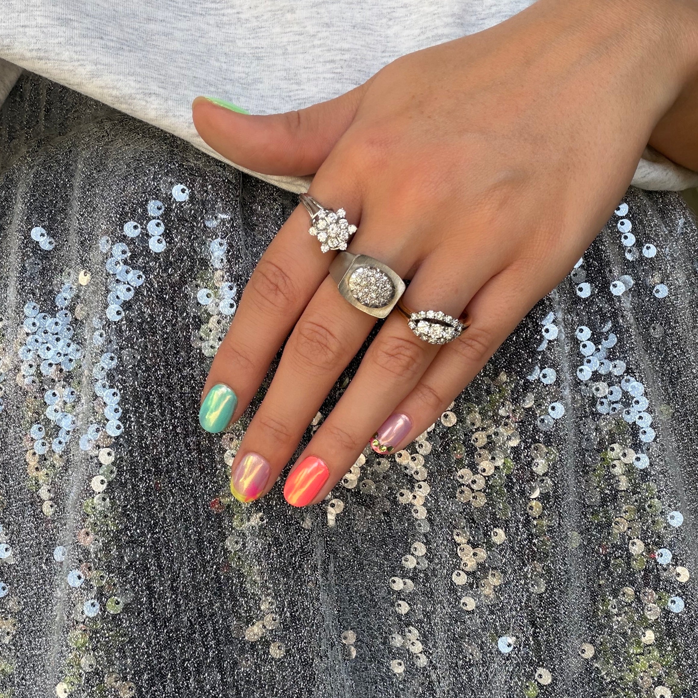 Witgouden vintage ring met diamant 18 kt