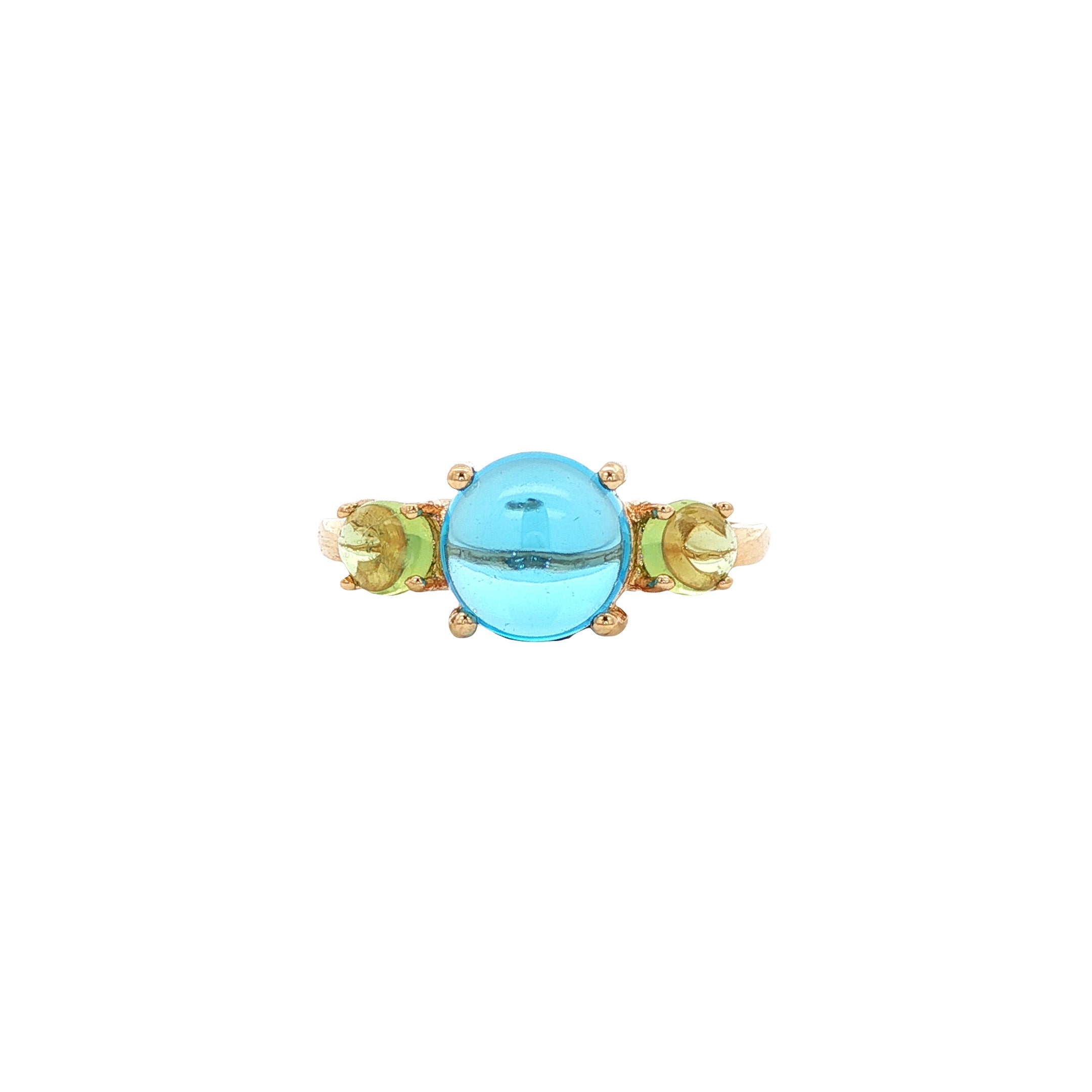 Vintage 14 kt gold ring with topaz and peridot
