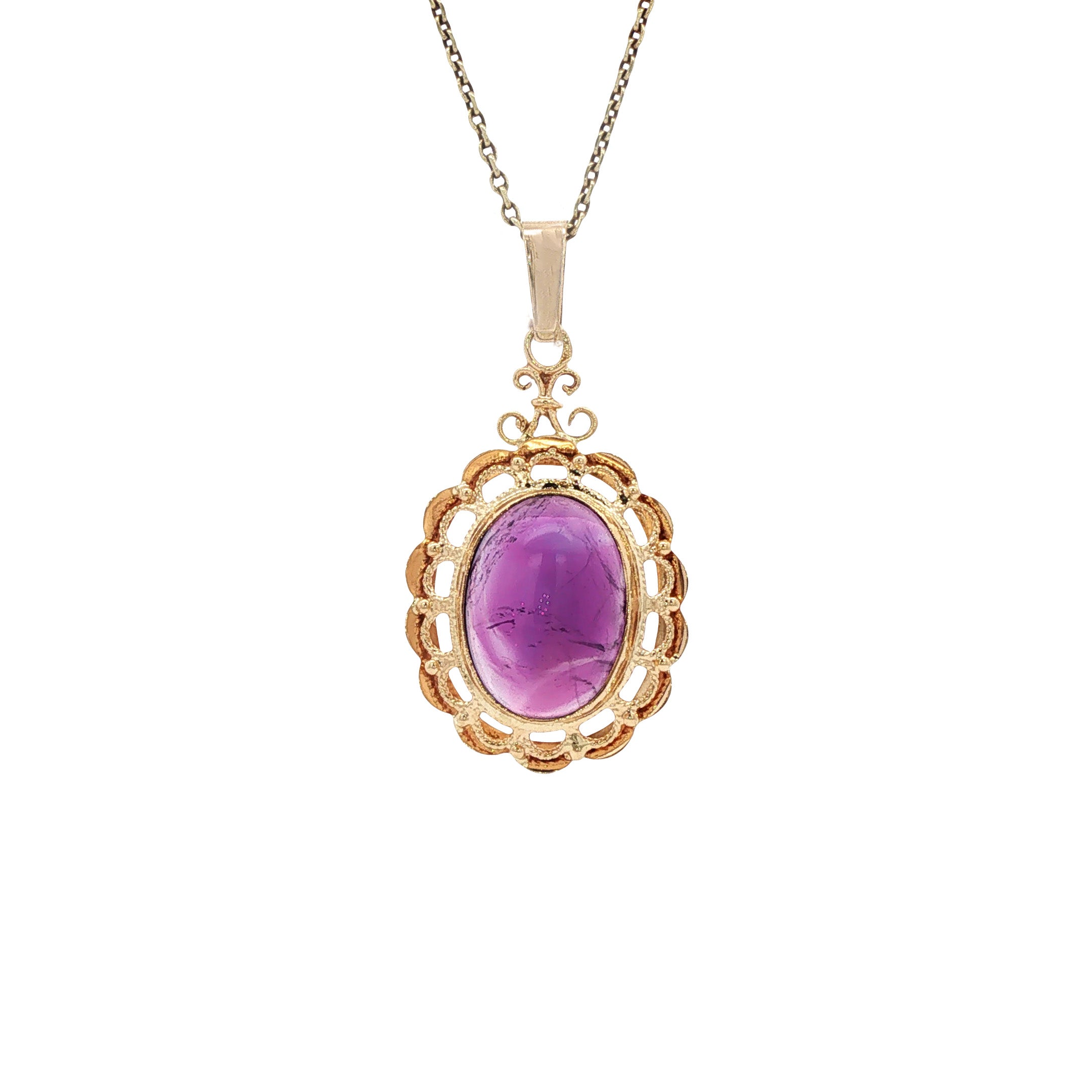 Vintage gold pendant with amethyst, 14 kt