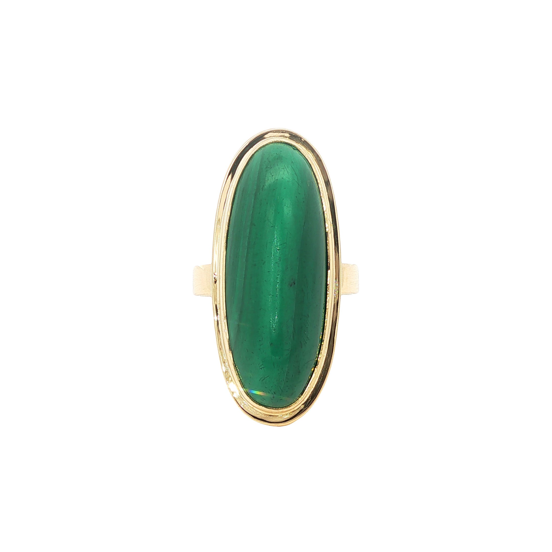 Gouden vintage ring met malachiet 14 kt