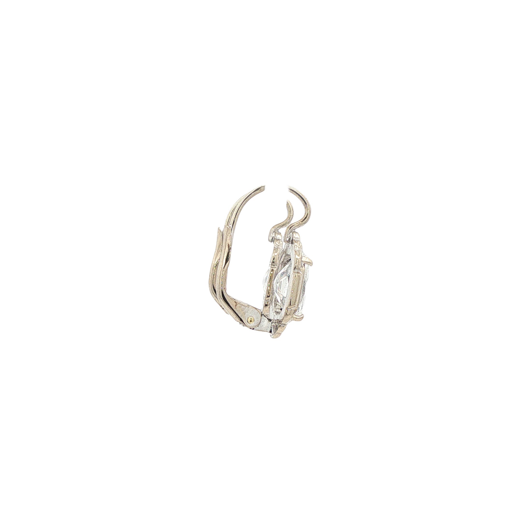 14 kt white gold vintage dangle earrings with zirconia