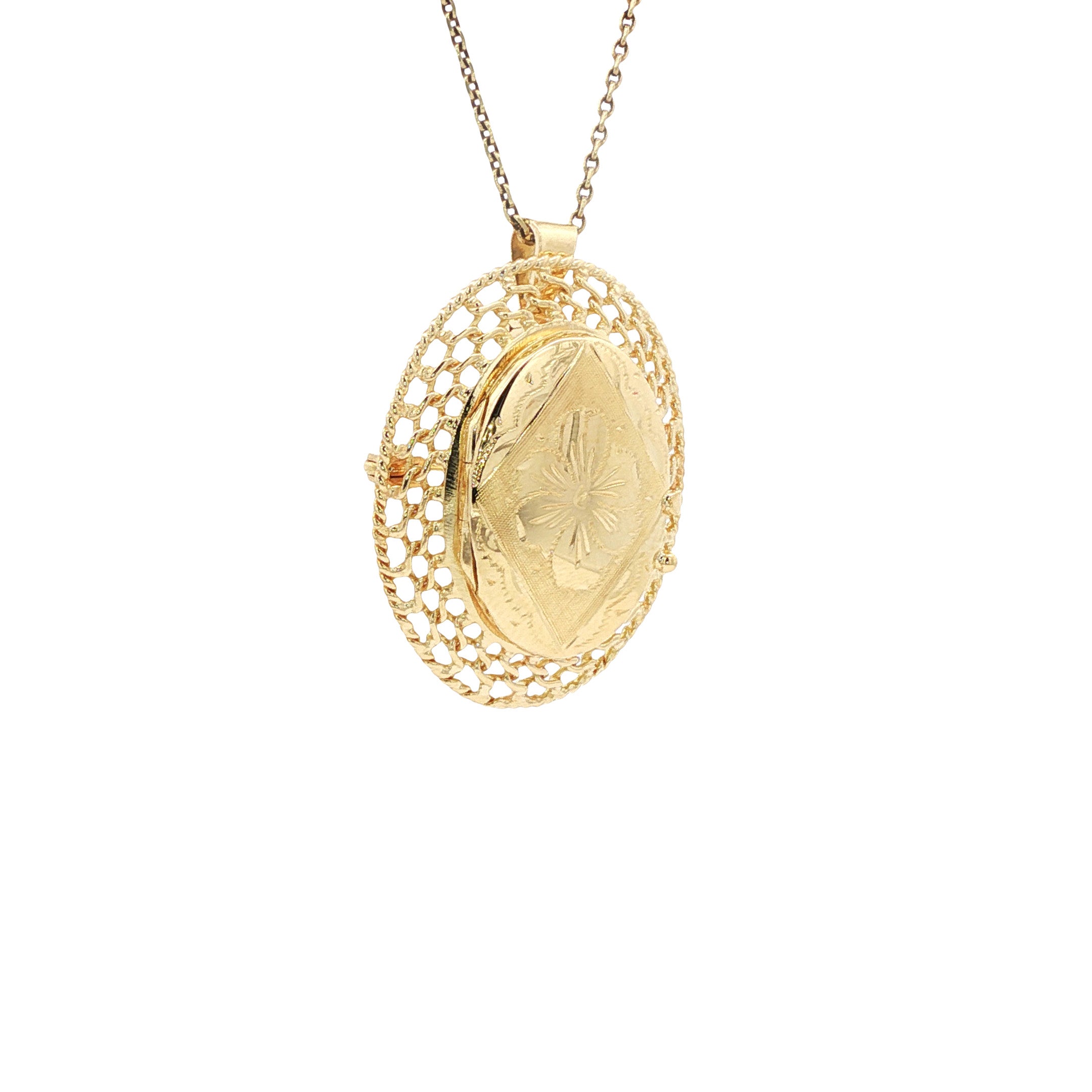 14 kt gold medallion pendant with engraving