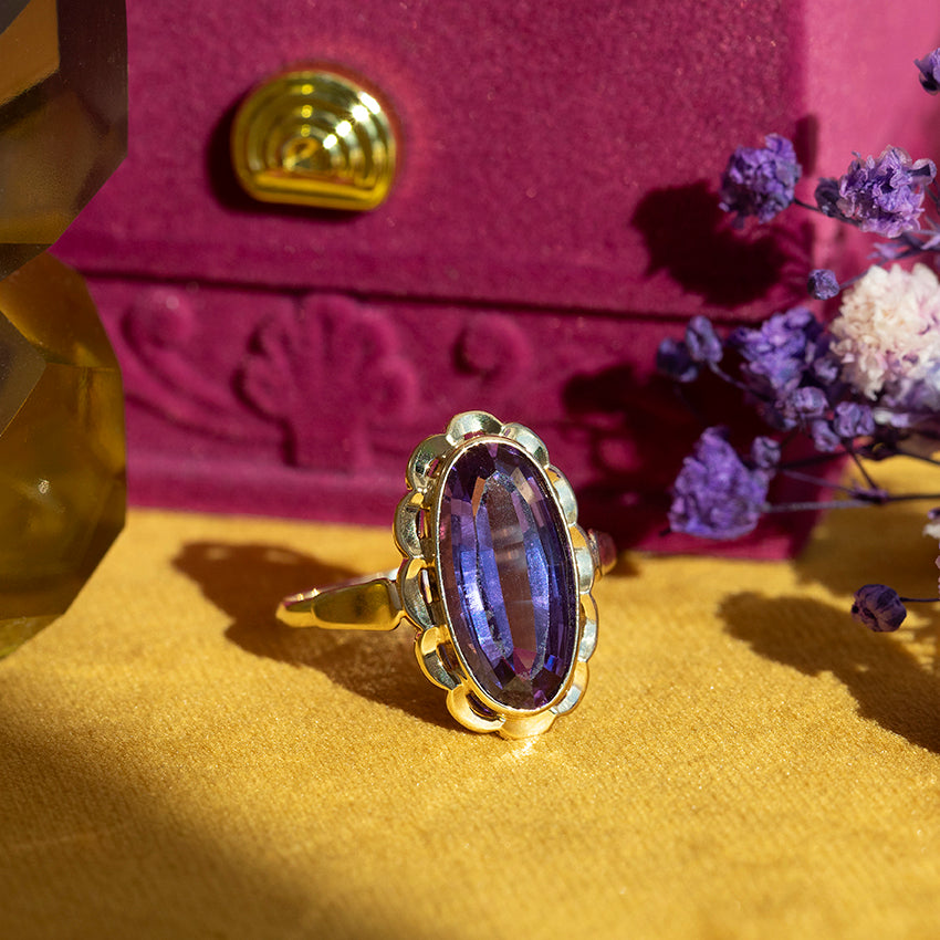 Gouden ring met saffier 14 kt