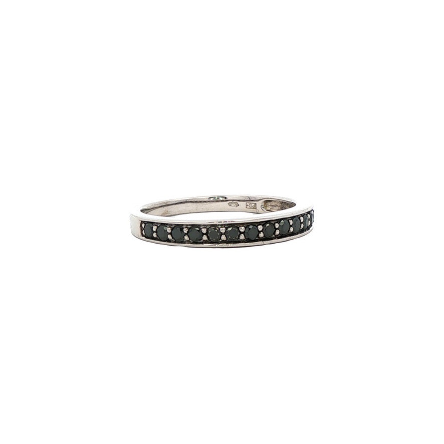 Vintage 14 kt white gold alliance ring with diamond