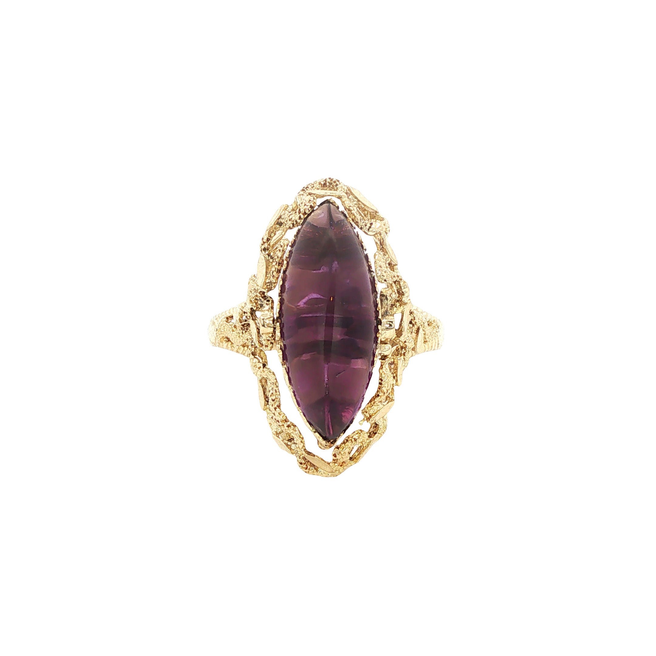 Gouden vintage ring met parel en amethist 14 kt