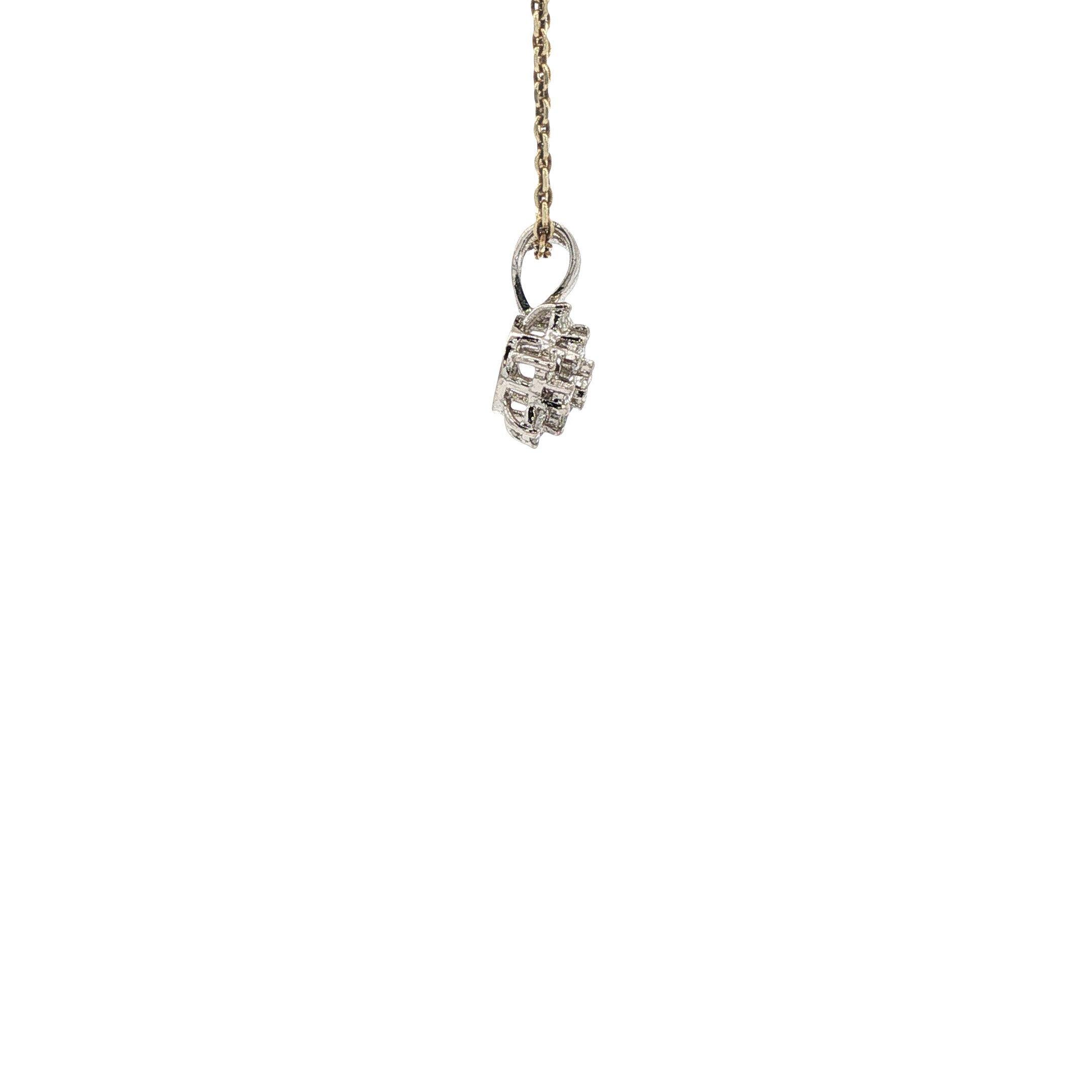 Vintage white gold pendant with diamond, 14 kt