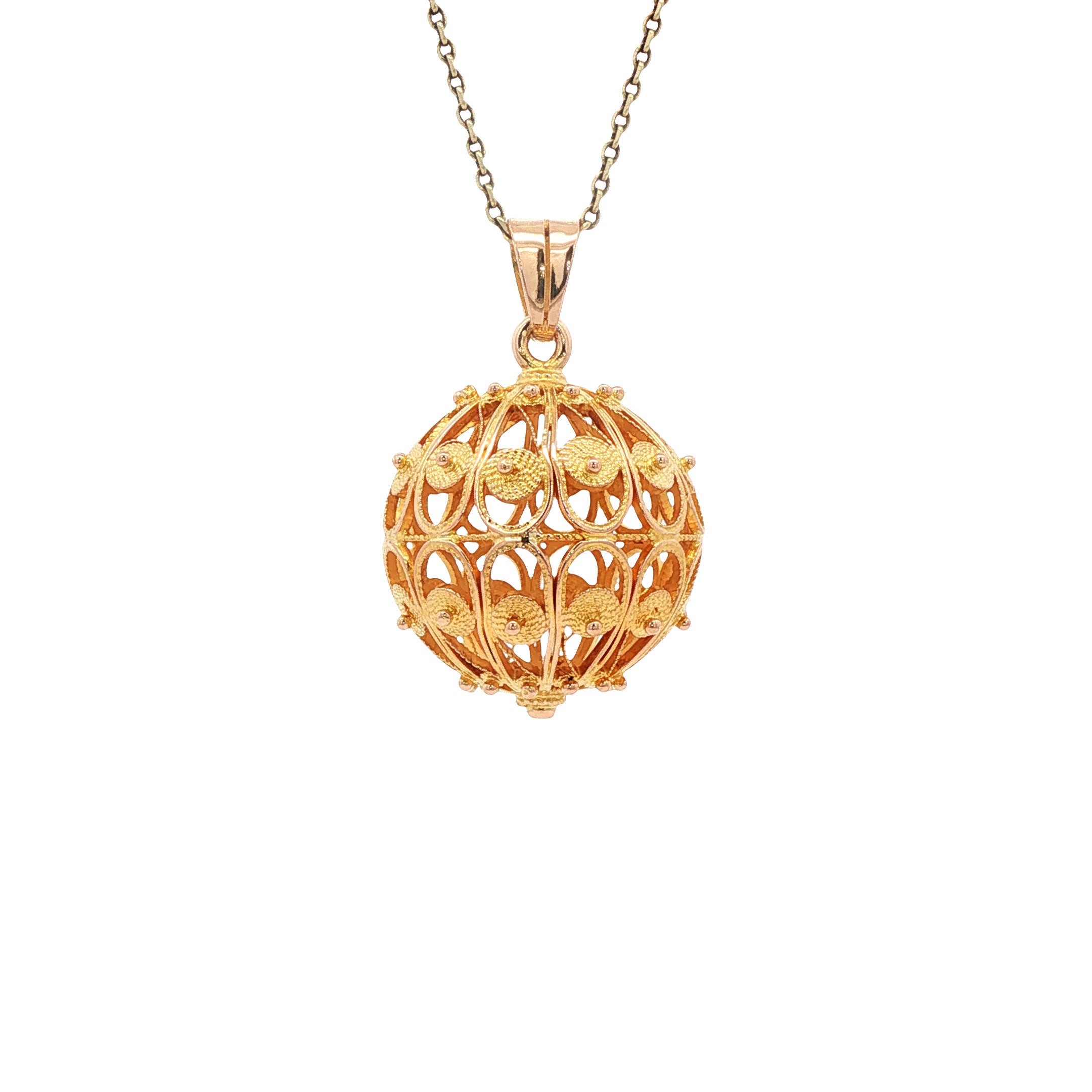 Gouden vintage filigraan hanger 14 kt