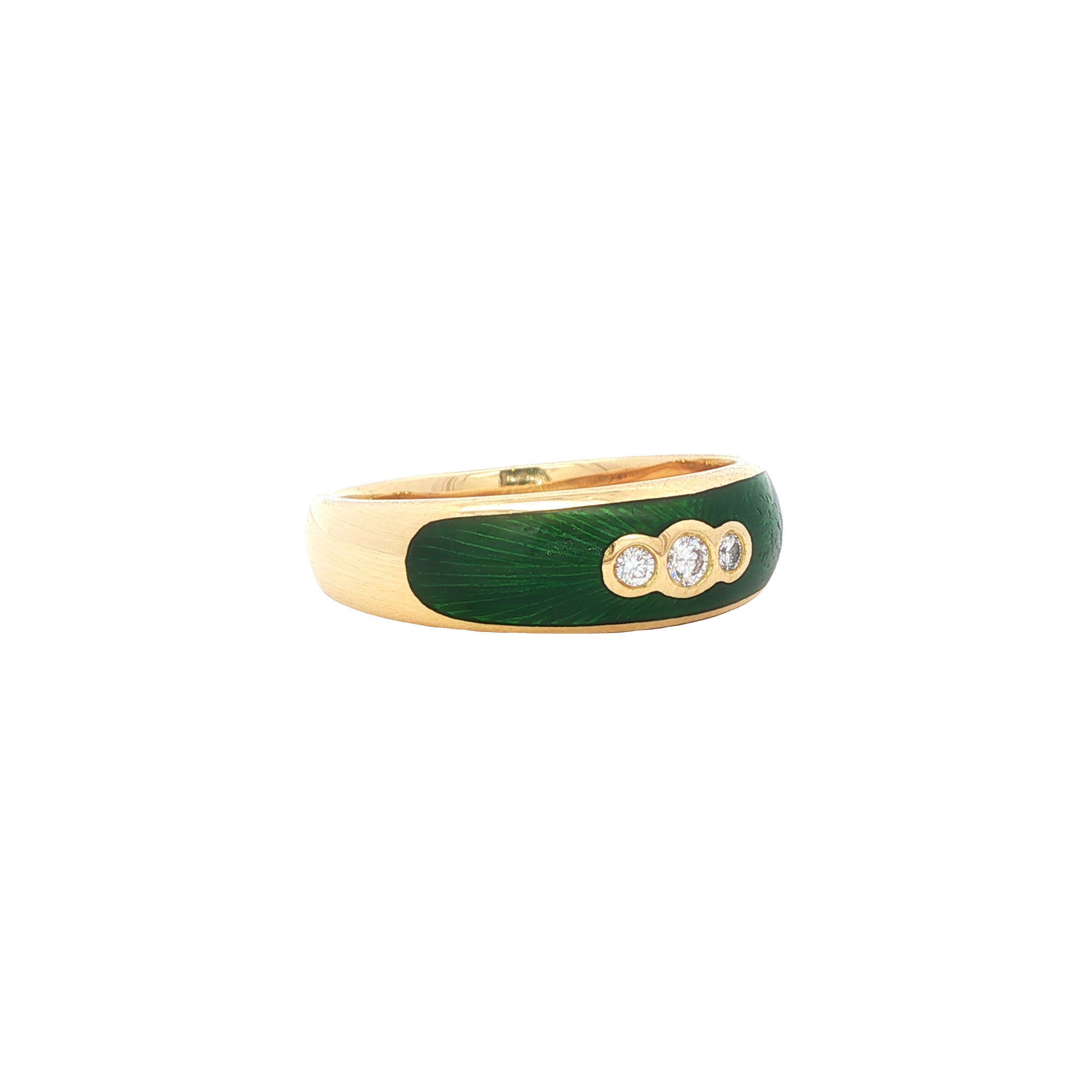 Gouden vintage Fabergé ring met emaille en diamant 18 kt