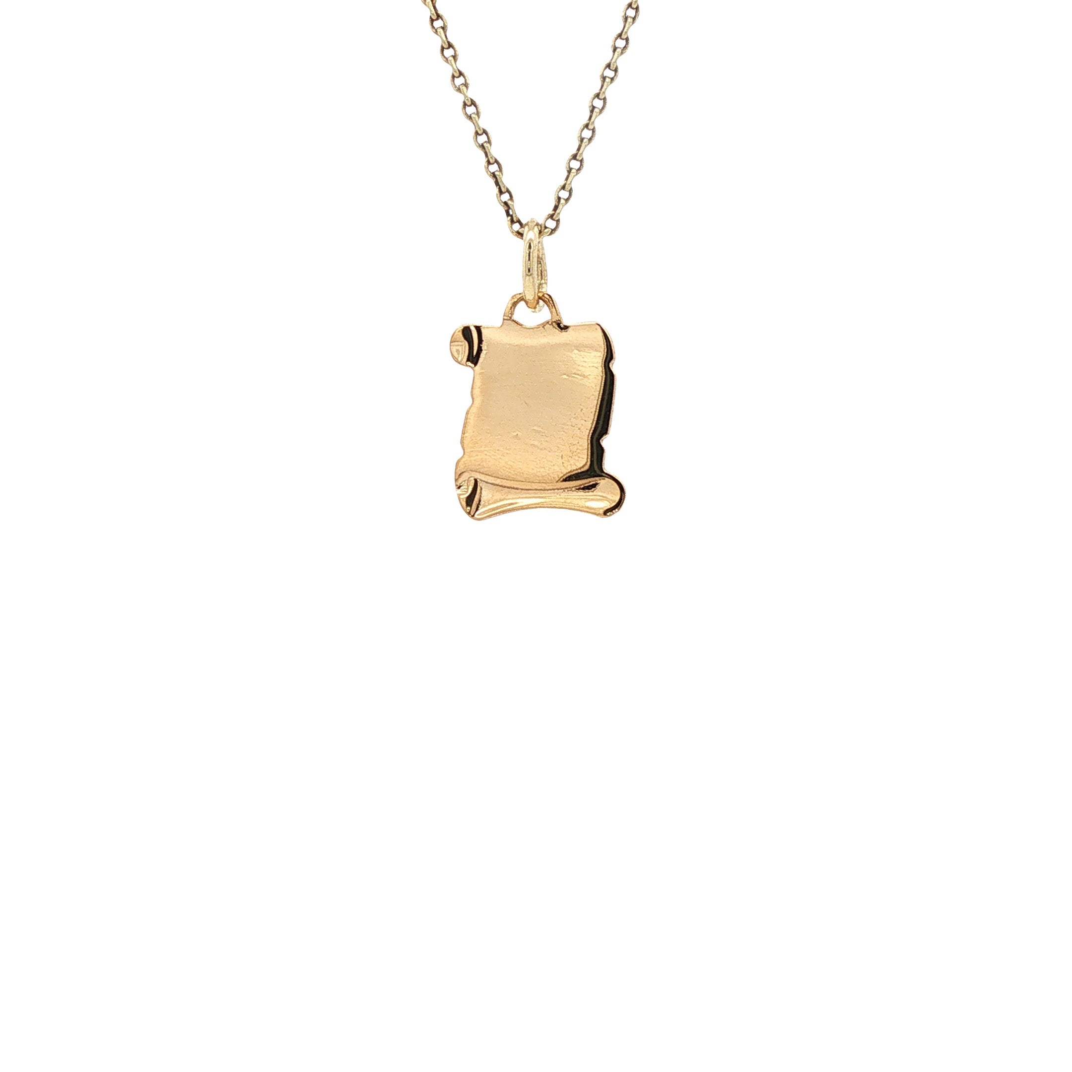 14 kt gold vintage parchment-scroll pendant with Sagittarius
