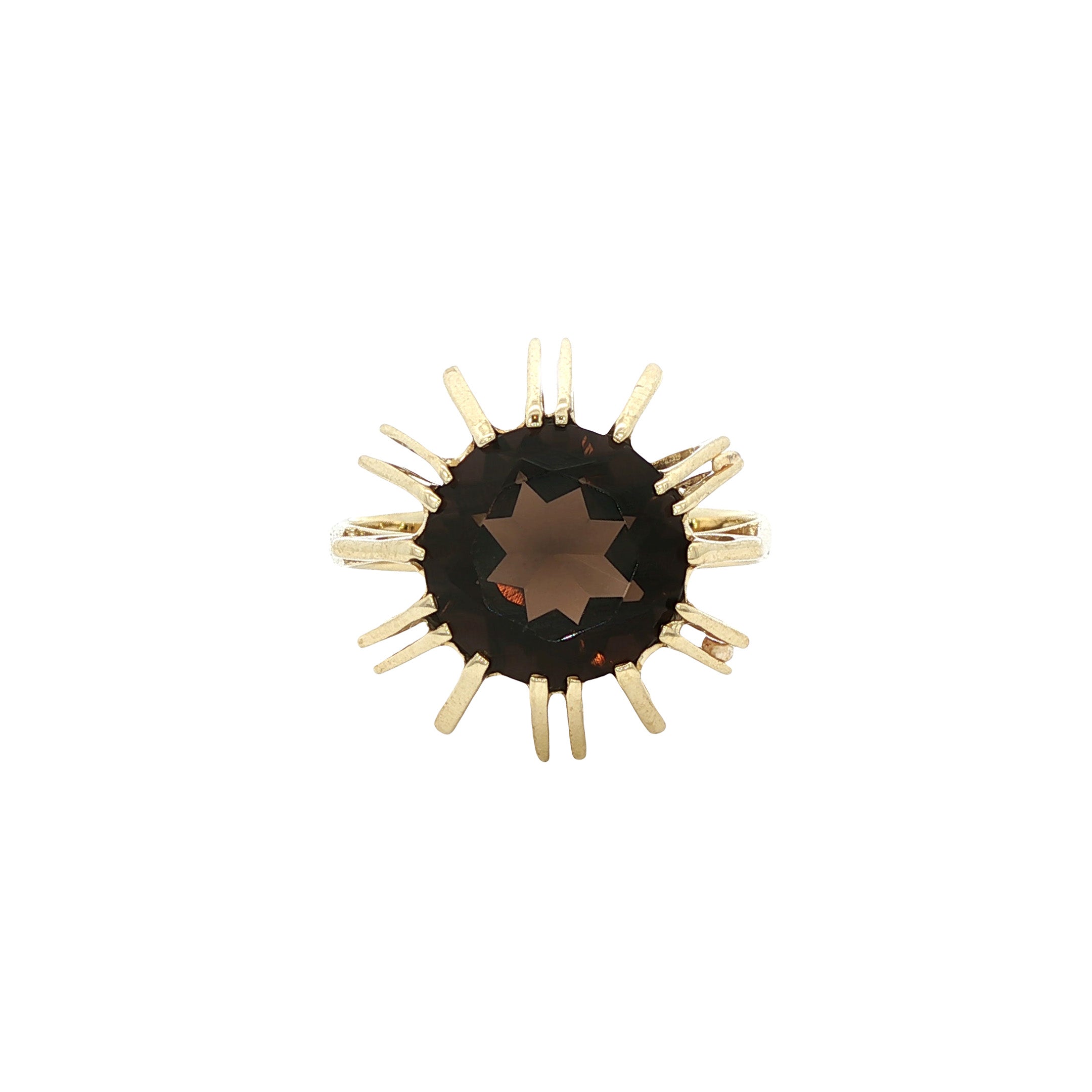 Gouden vintage ring met rookkwarts 14 kt