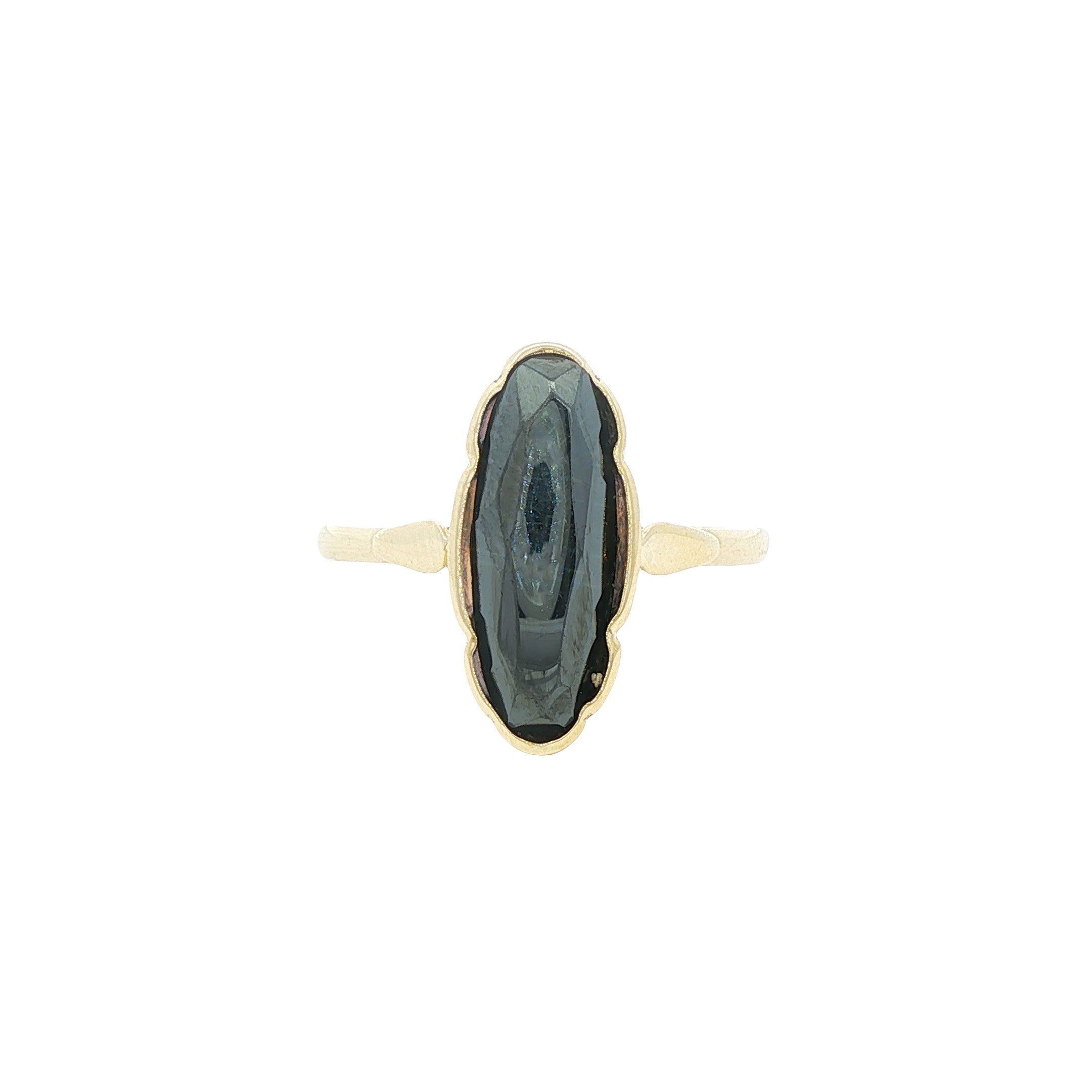 Gouden vintage ring met hematiet 14 kt