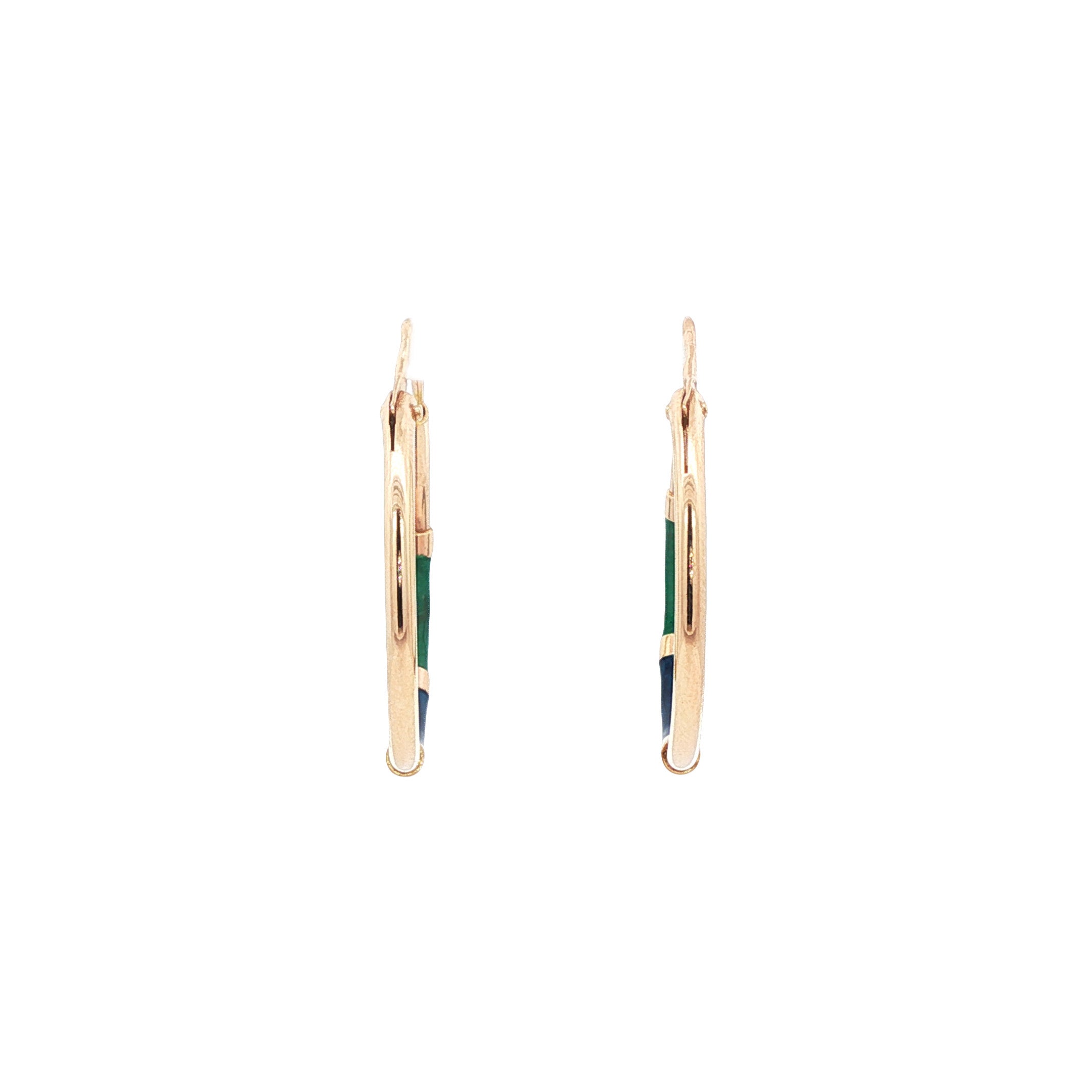 Gouden vintage oorringen met emaille 14 kt