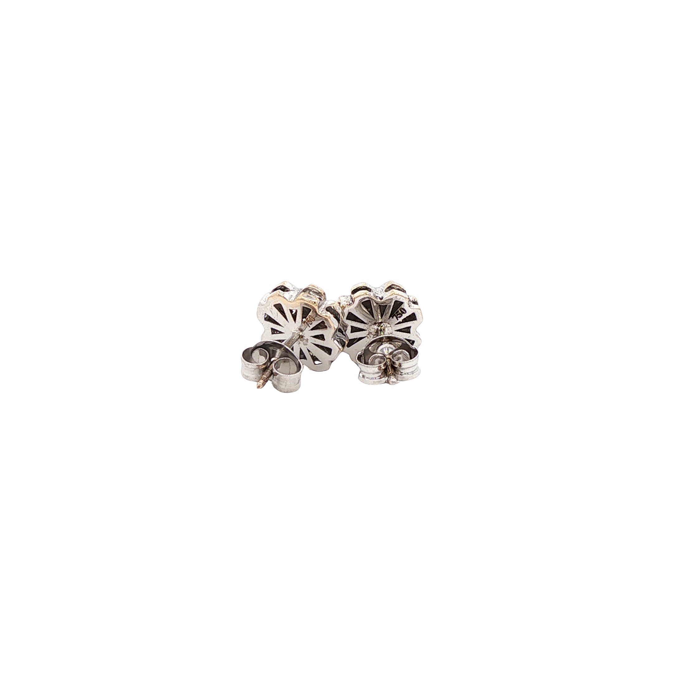 Witgouden vintage oorstekers met diamant 18 kt