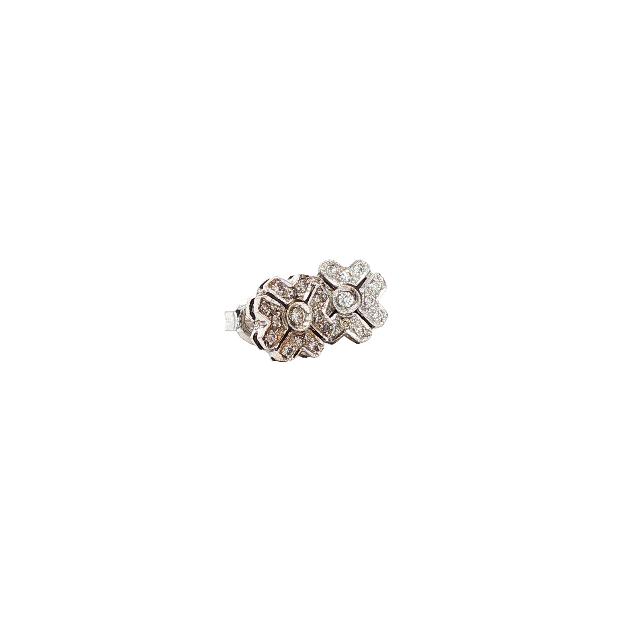 Witgouden vintage oorstekers met diamant 18 kt