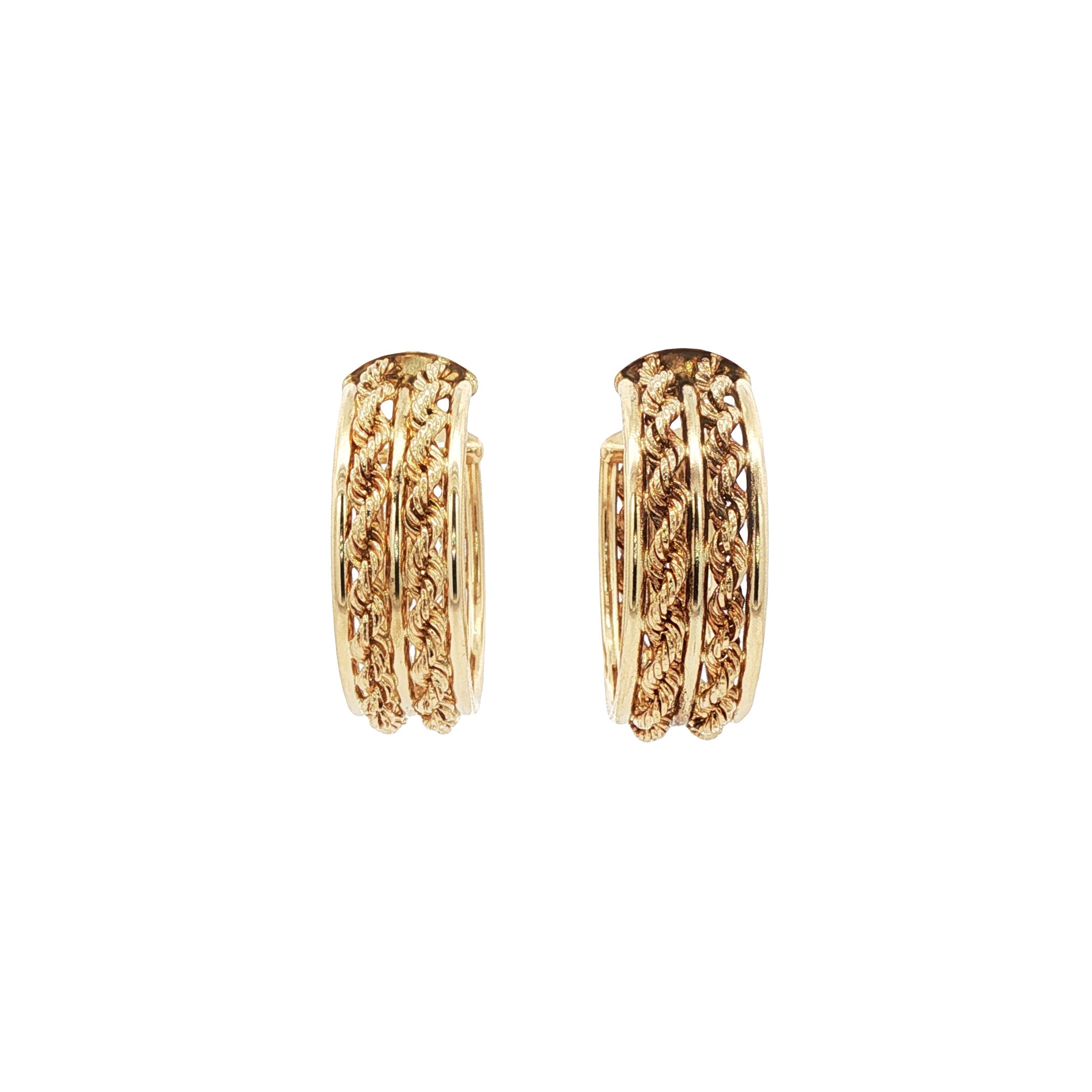 Vintage gold fantasy hoop earrings 14 kt
