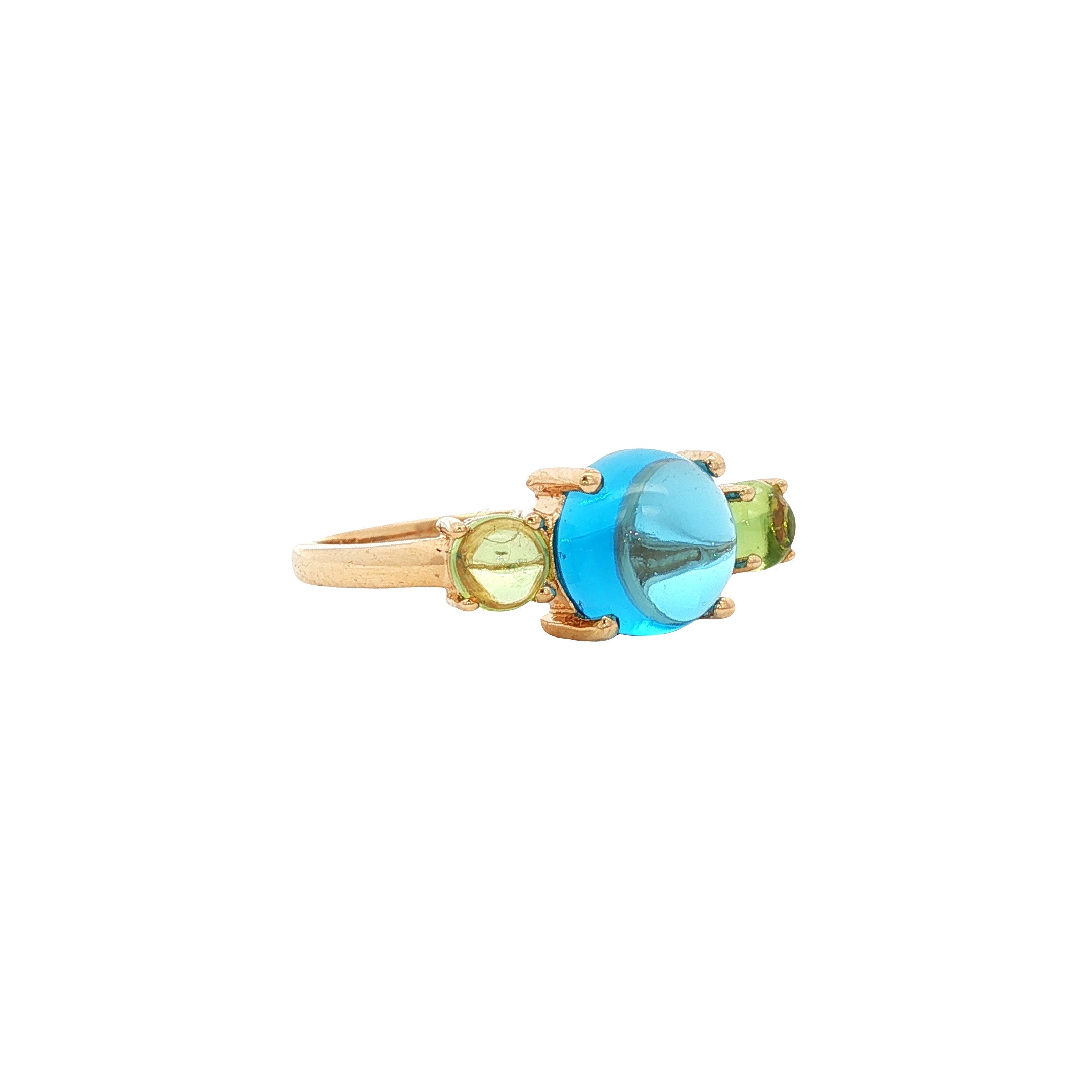 Vintage 14 kt gold ring with topaz and peridot