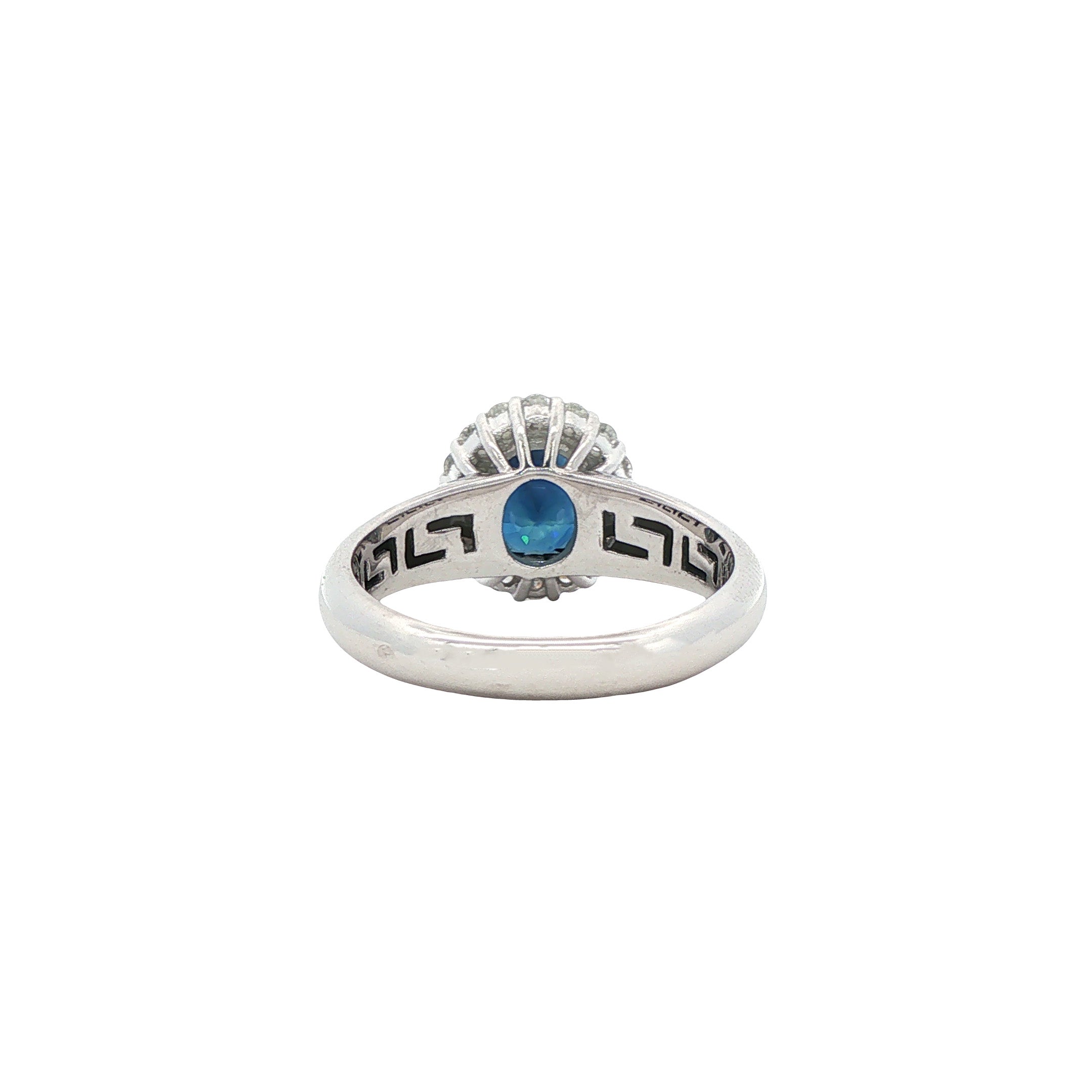 Witgouden vintage ring met saffier en diamant 14 kt