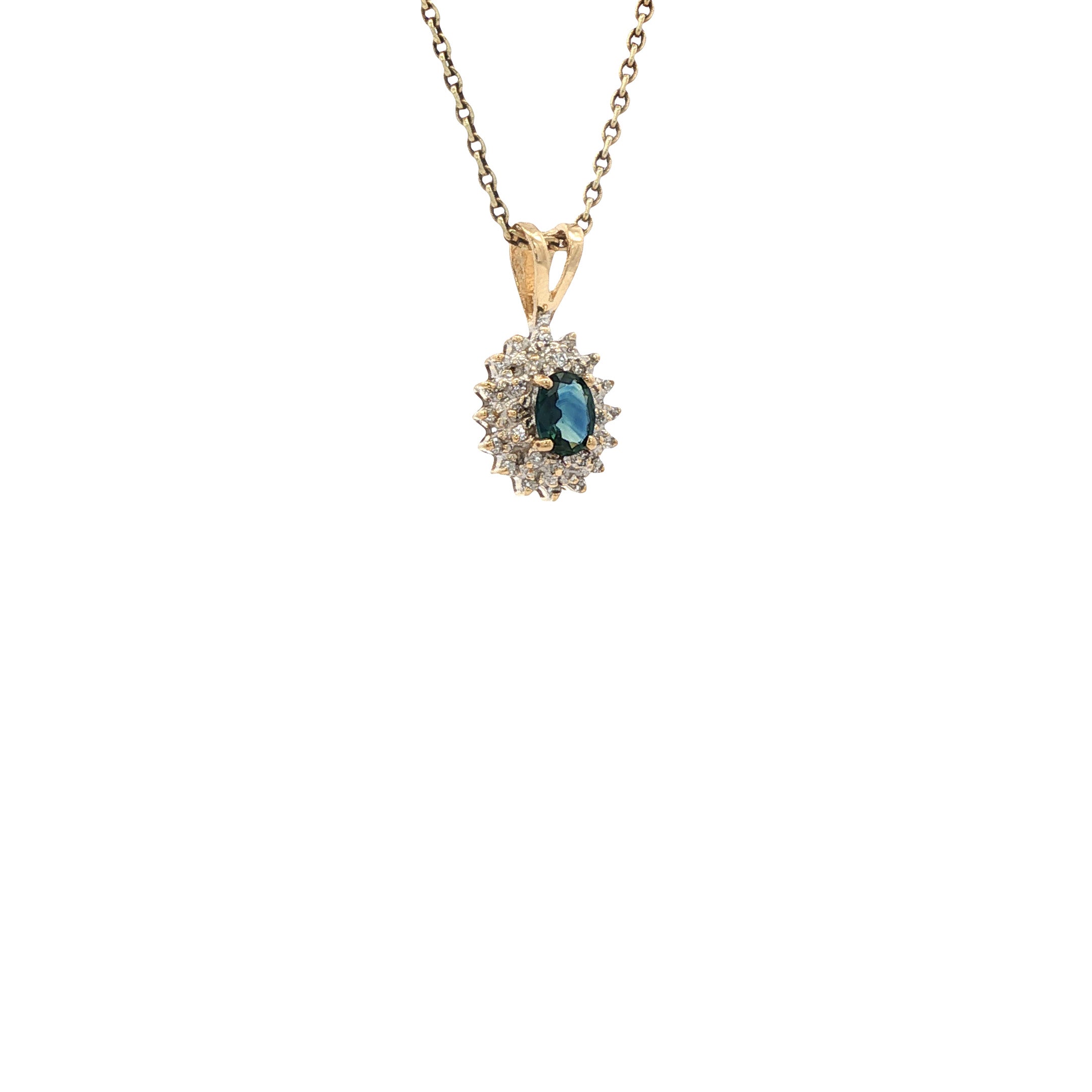 14 kt gold pendant with sapphire and diamond