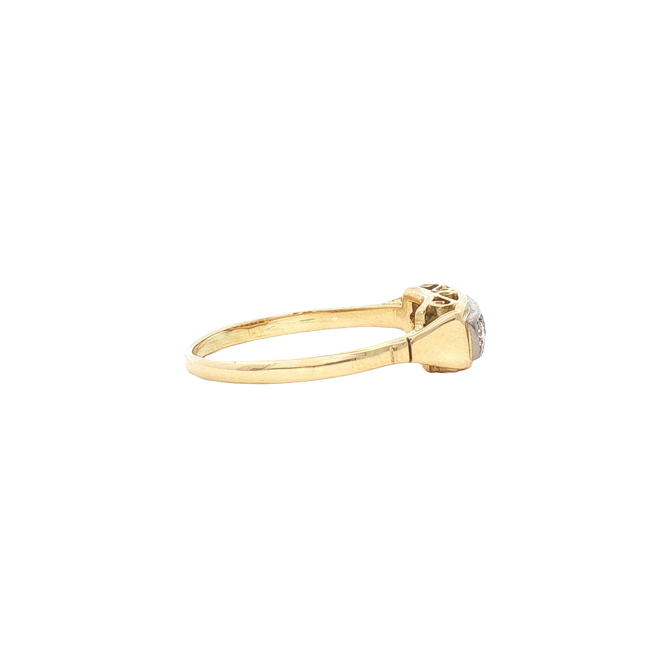 Gouden vintage ring met diamant 14 kt