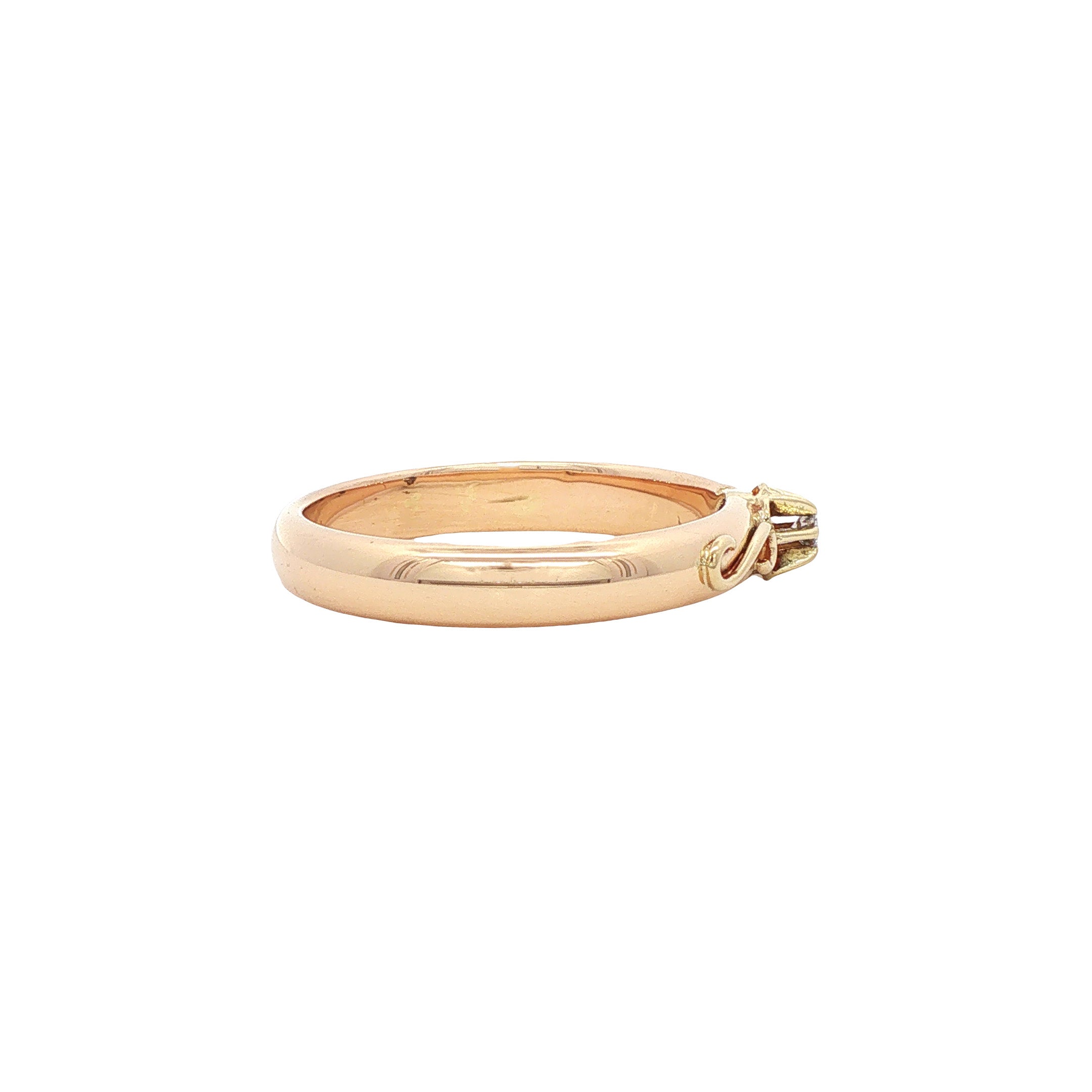 Gouden vintage ring met diamant 14 kt