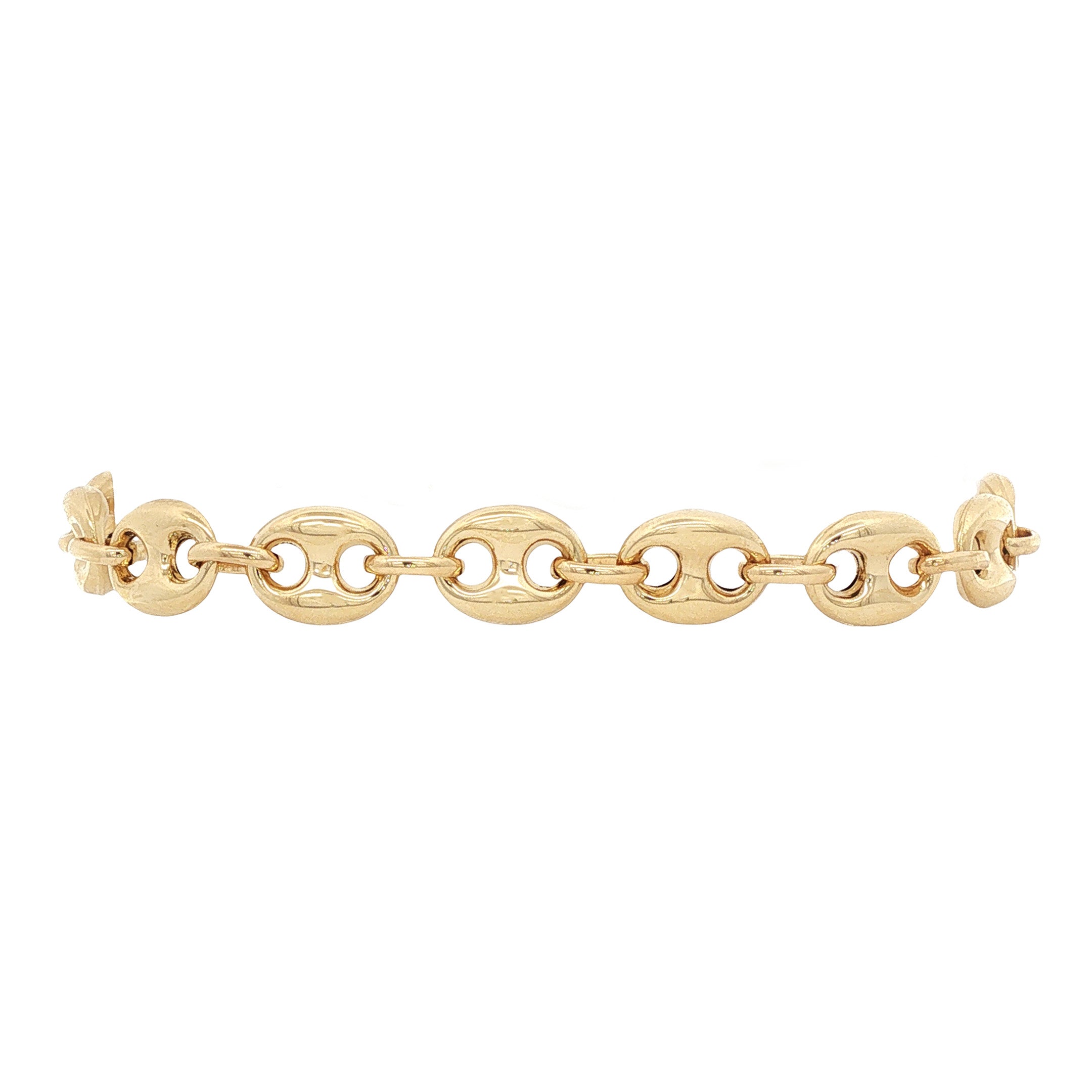 Vintage gold coffee-bean link bracelet, 14 kt