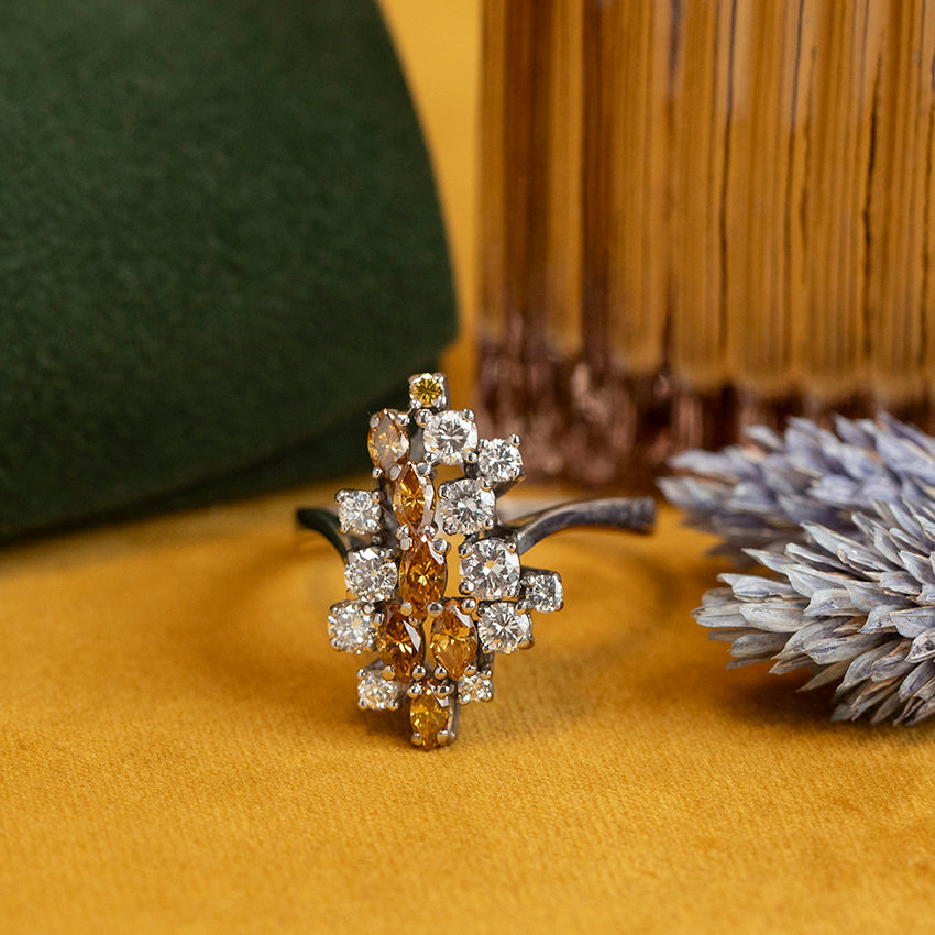 White gold ring with diamond 14 kt