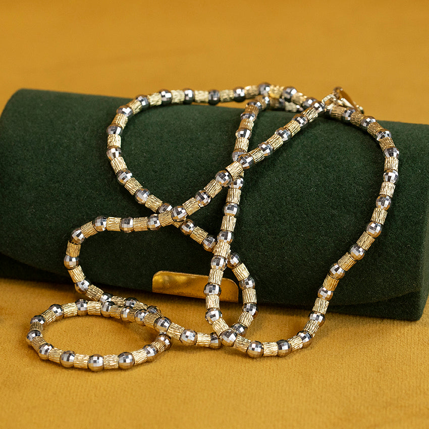 Bicolour gouden fantasie collier 14 kt