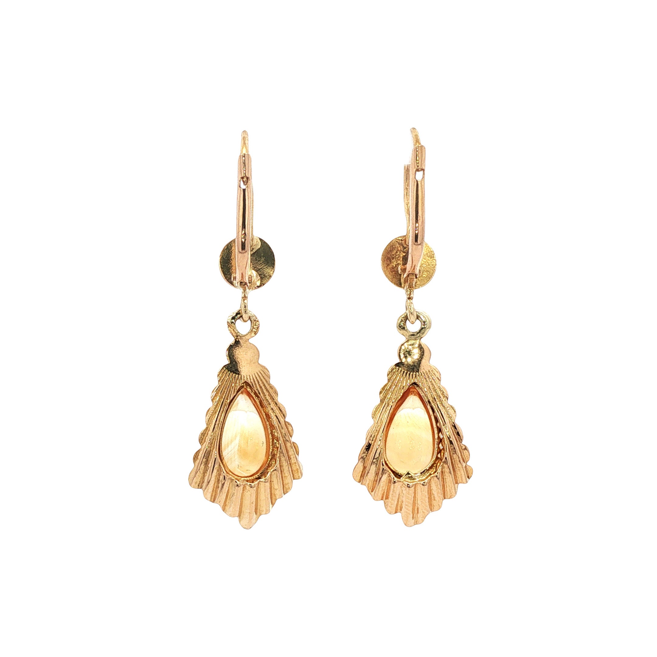 Gouden vintage oorhangers met citrien 18 kt