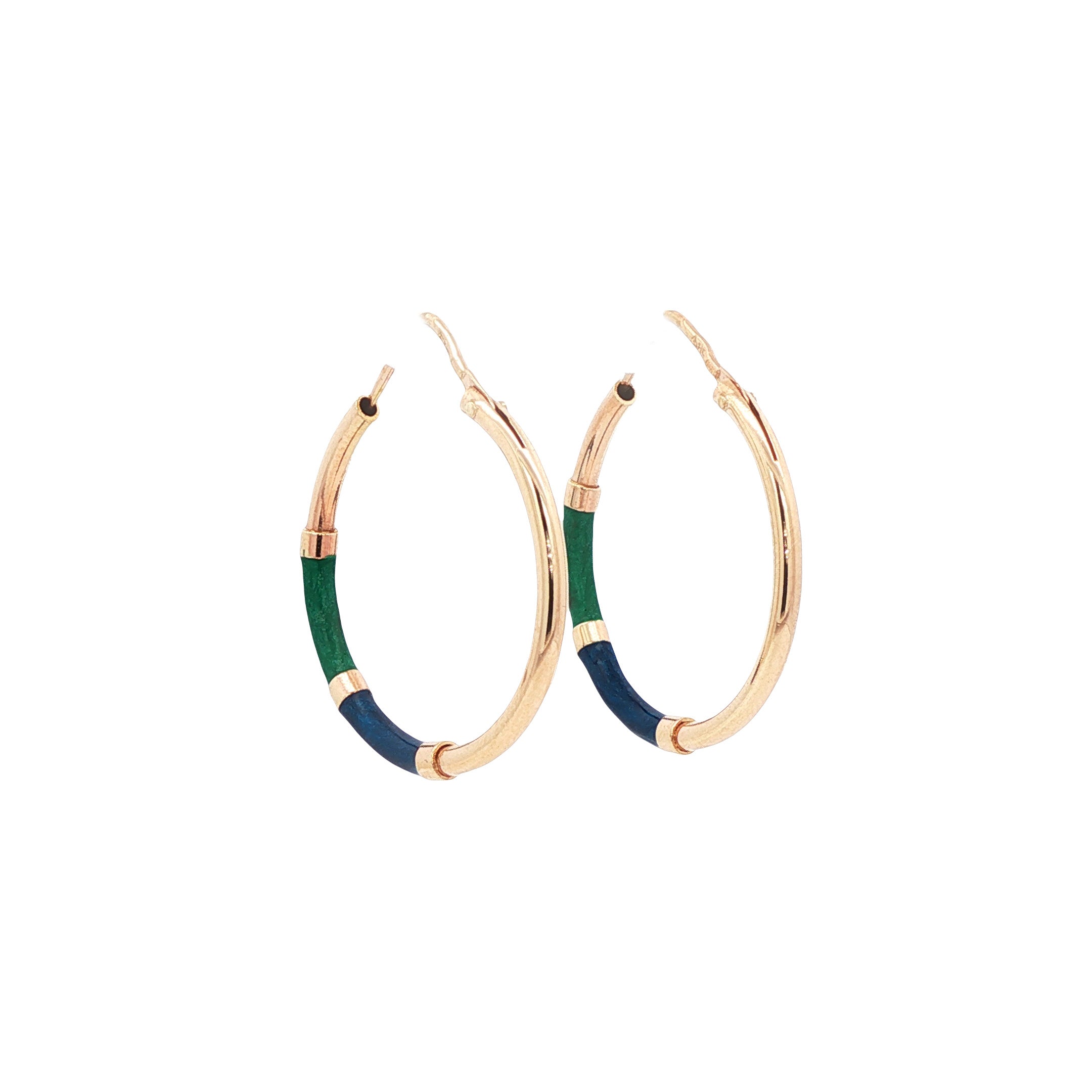 Gouden vintage oorringen met emaille 14 kt