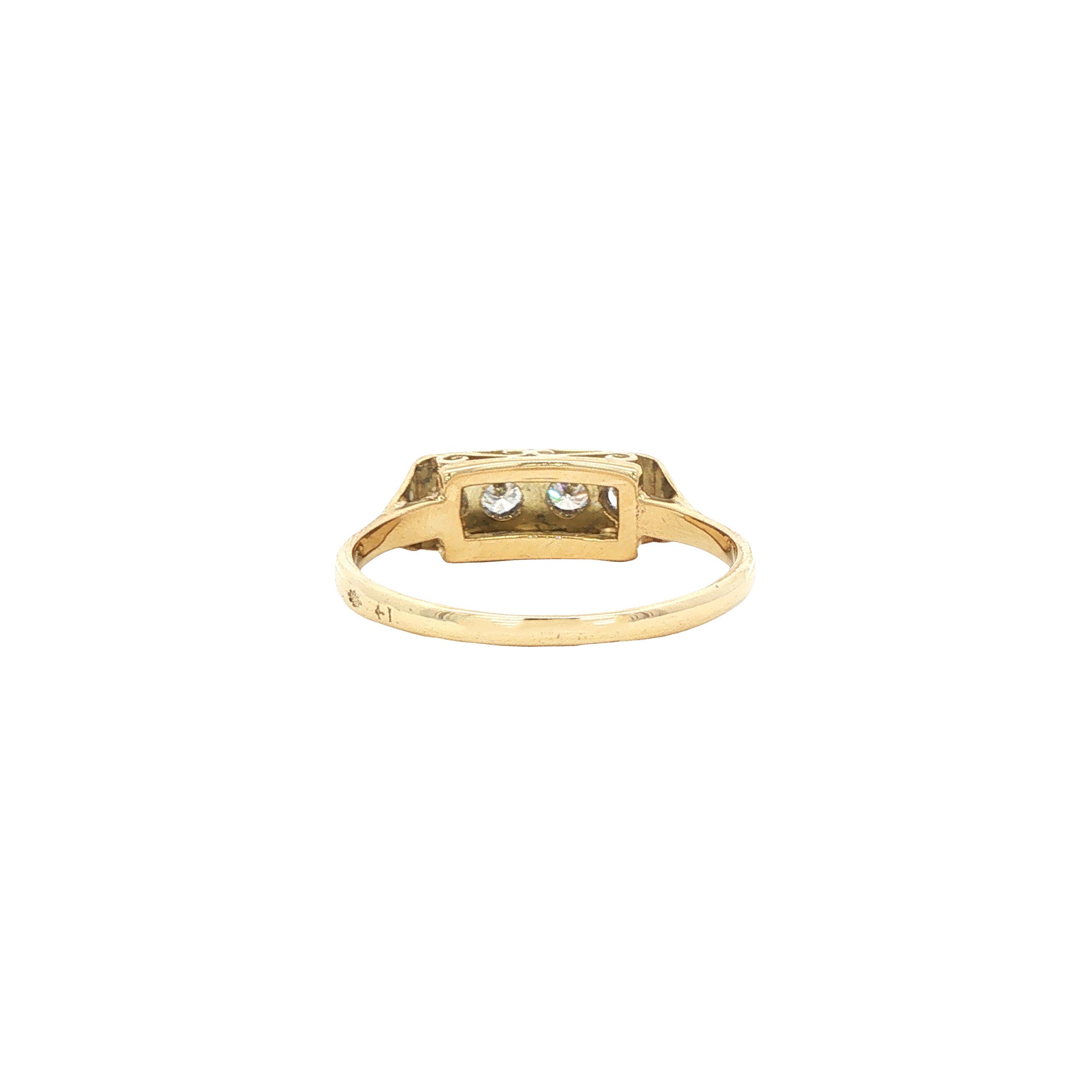Gouden vintage ring met diamant 14 kt