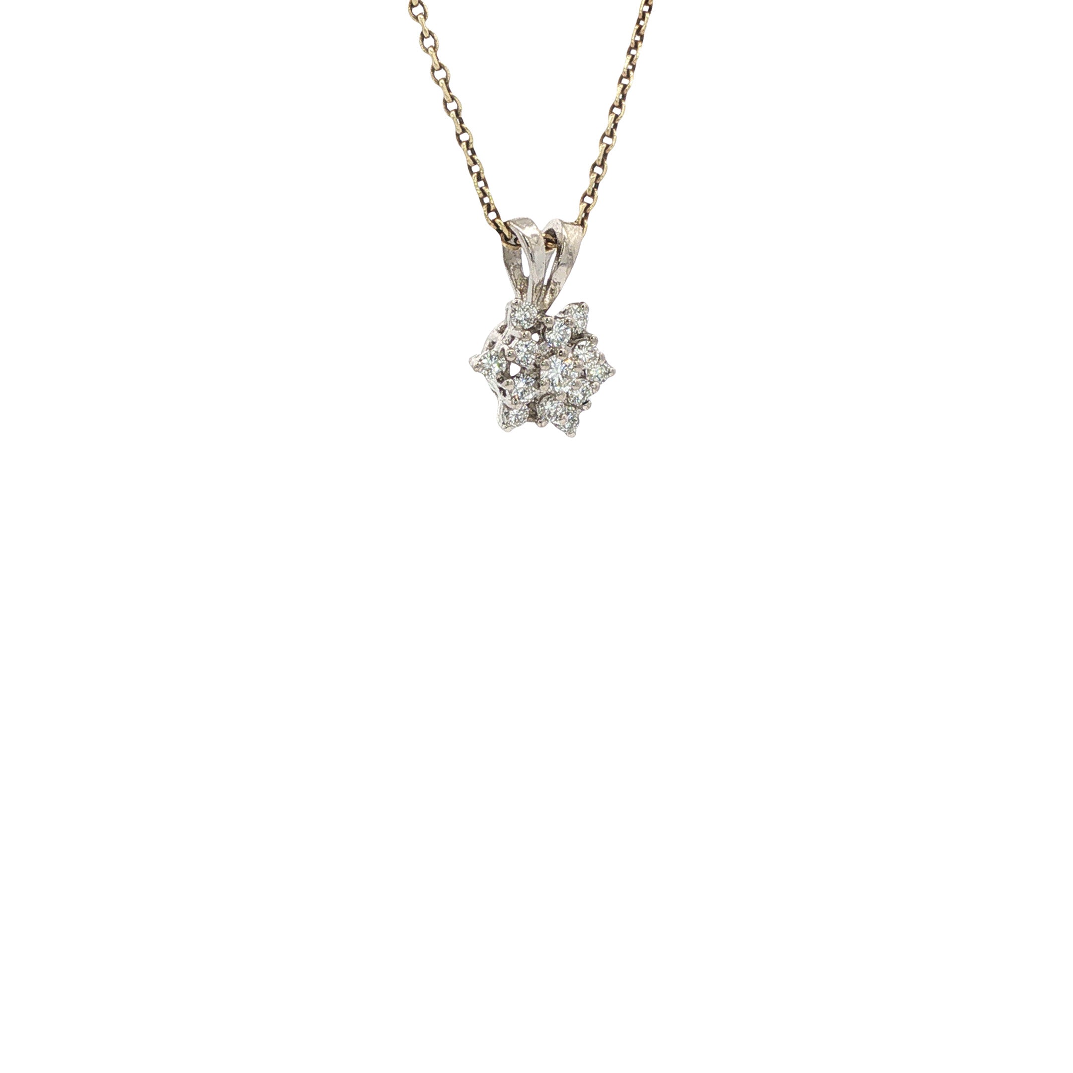 Vintage white gold pendant with diamond, 14 kt
