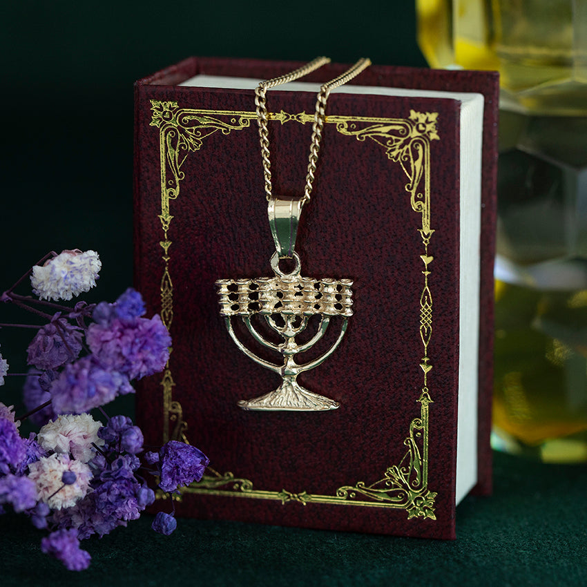 14 kt gold Menorah pendant