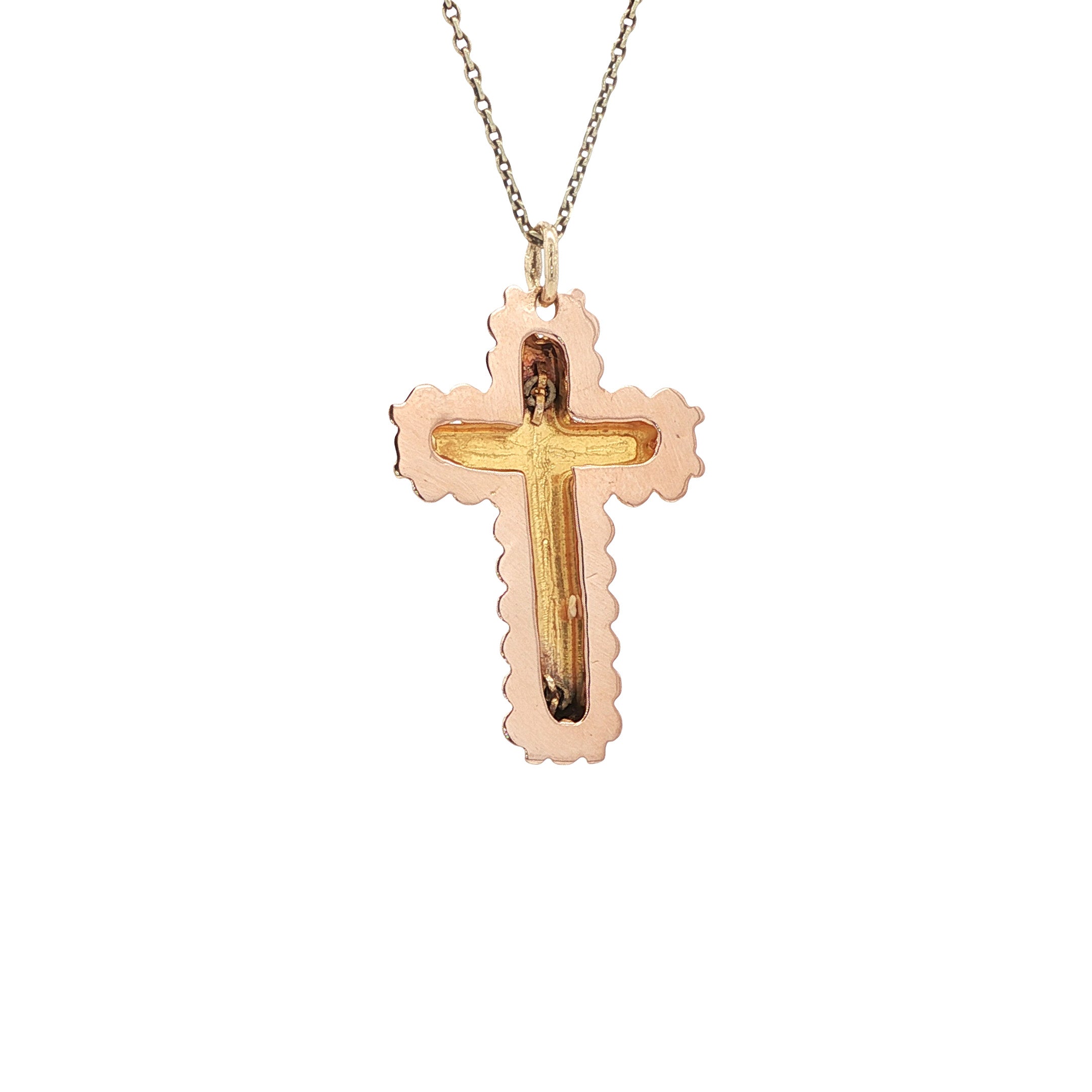 Gouden vintage kruis hanger met bloedkoraal 14 kt