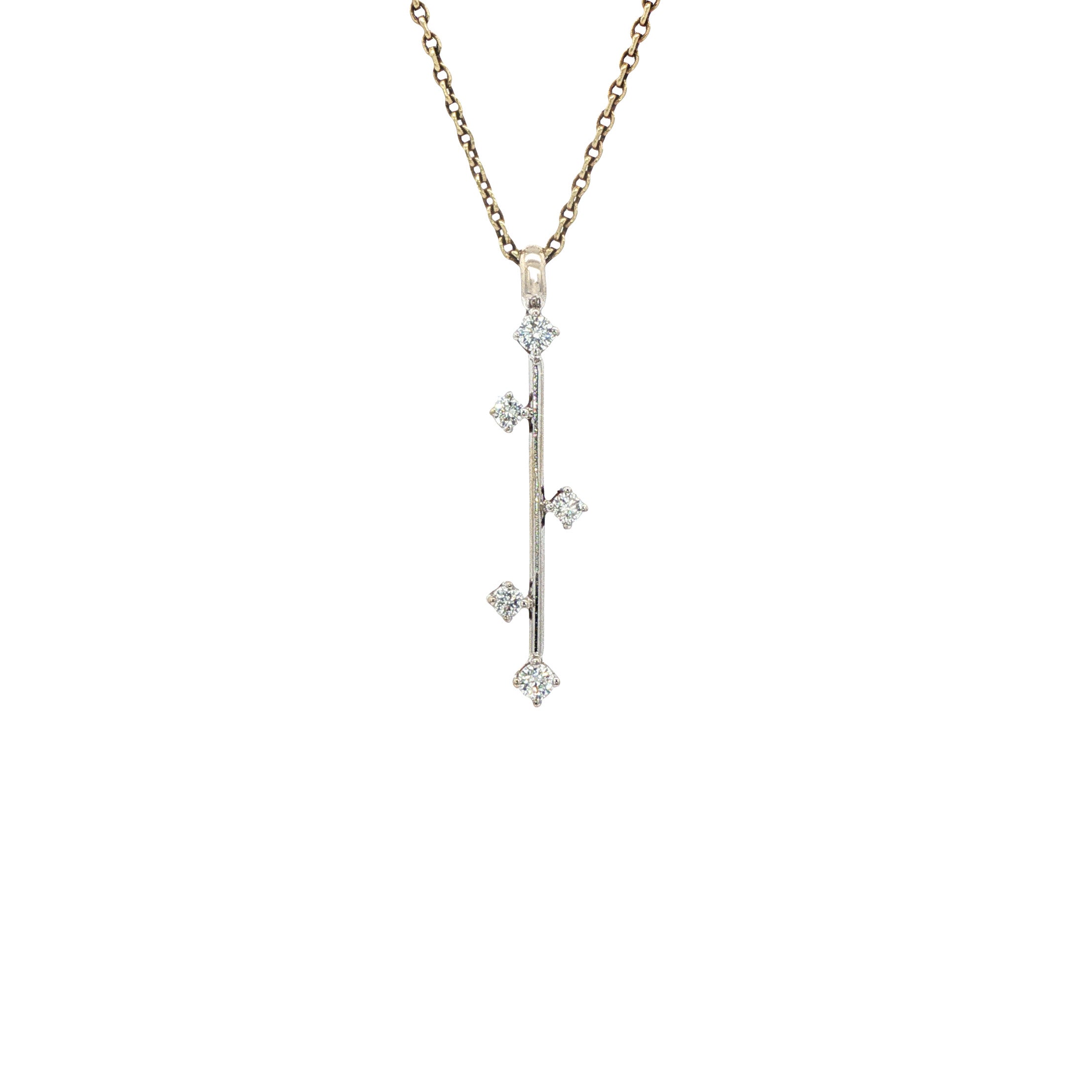 Witgouden vintage hanger met diamant 14 kt