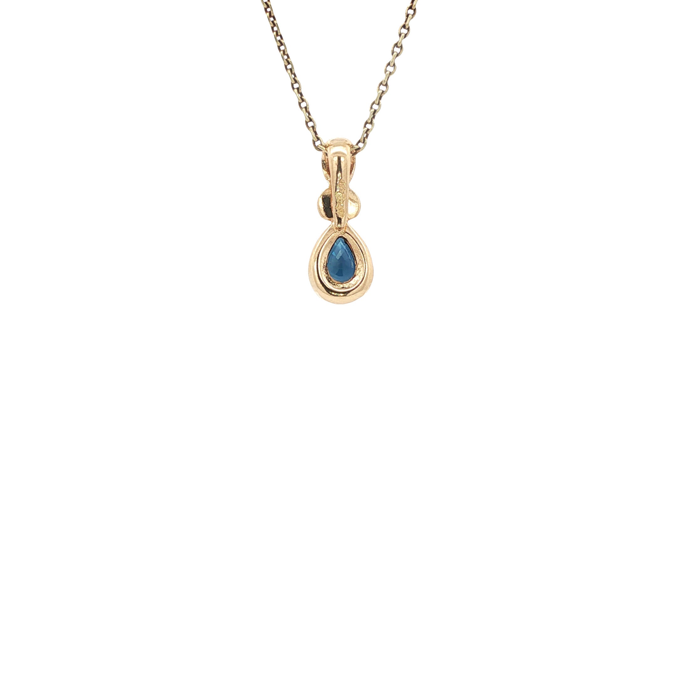 Vintage 14 kt gold pendant with sapphire and diamond.