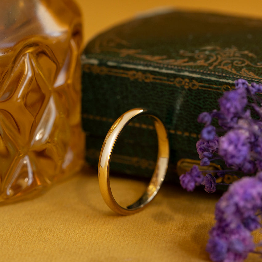 Gouden vintage gladde ring 14 kt