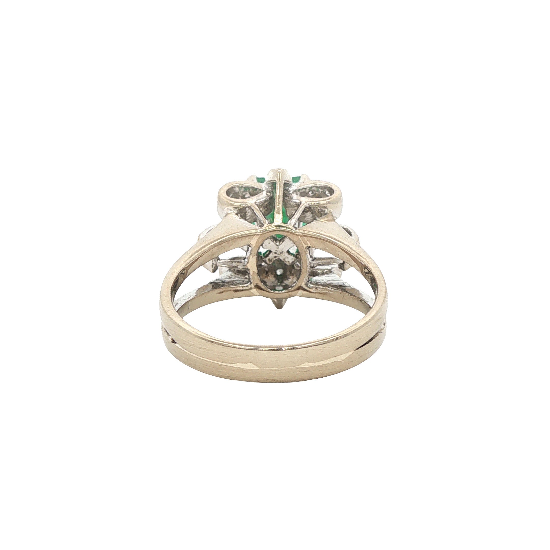 Vintage ring met smaragd en diamant 12 kt