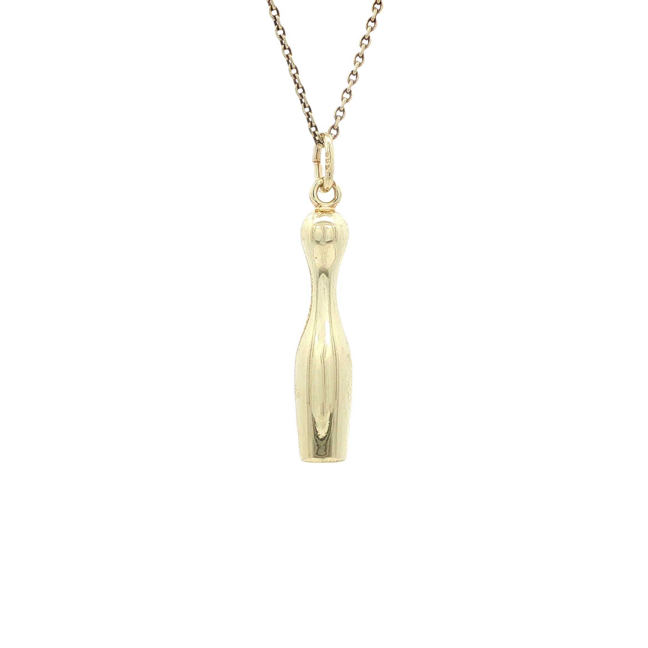 14 kt gold vintage bowling pin pendant
