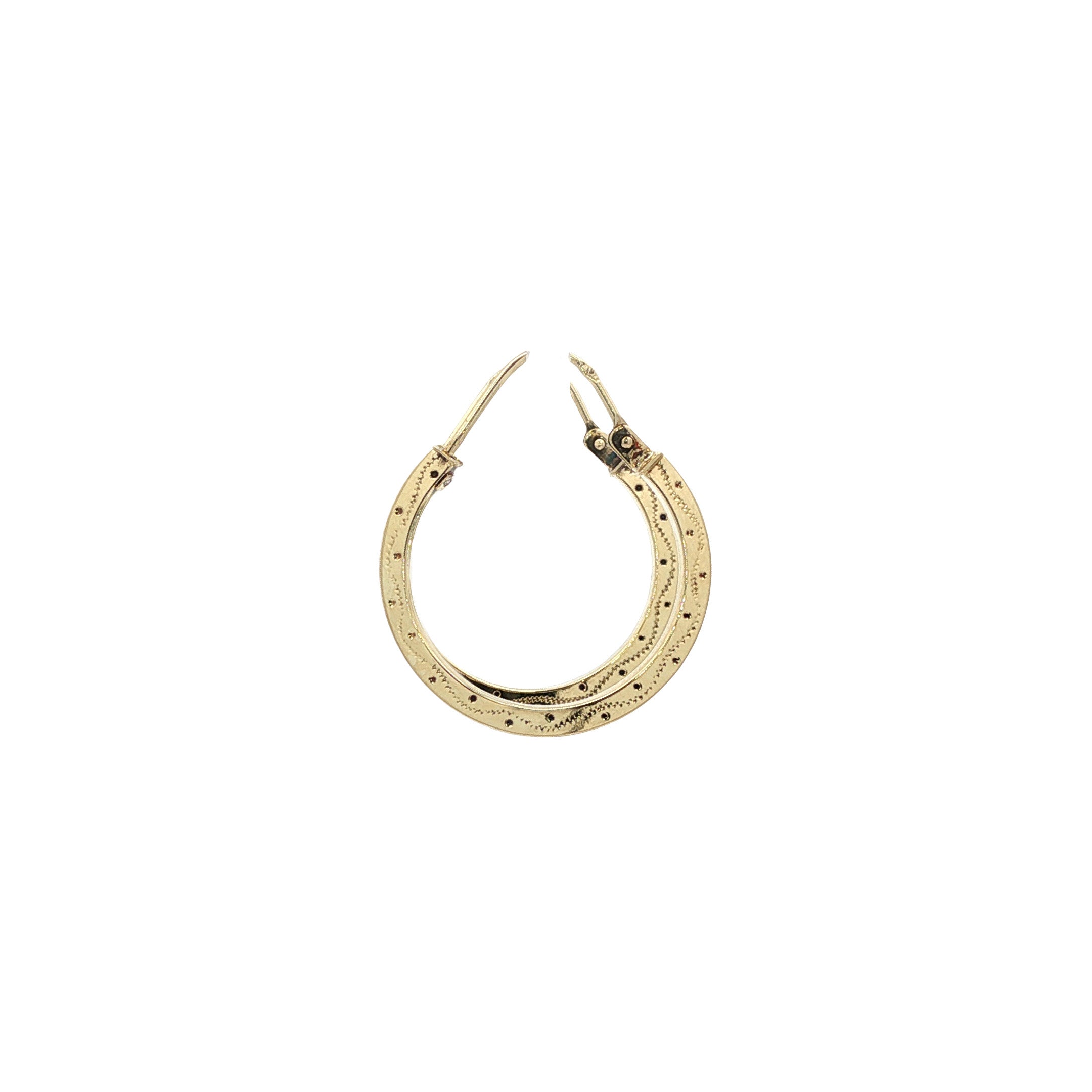 14 kt gold vintage fantasy hoop earrings