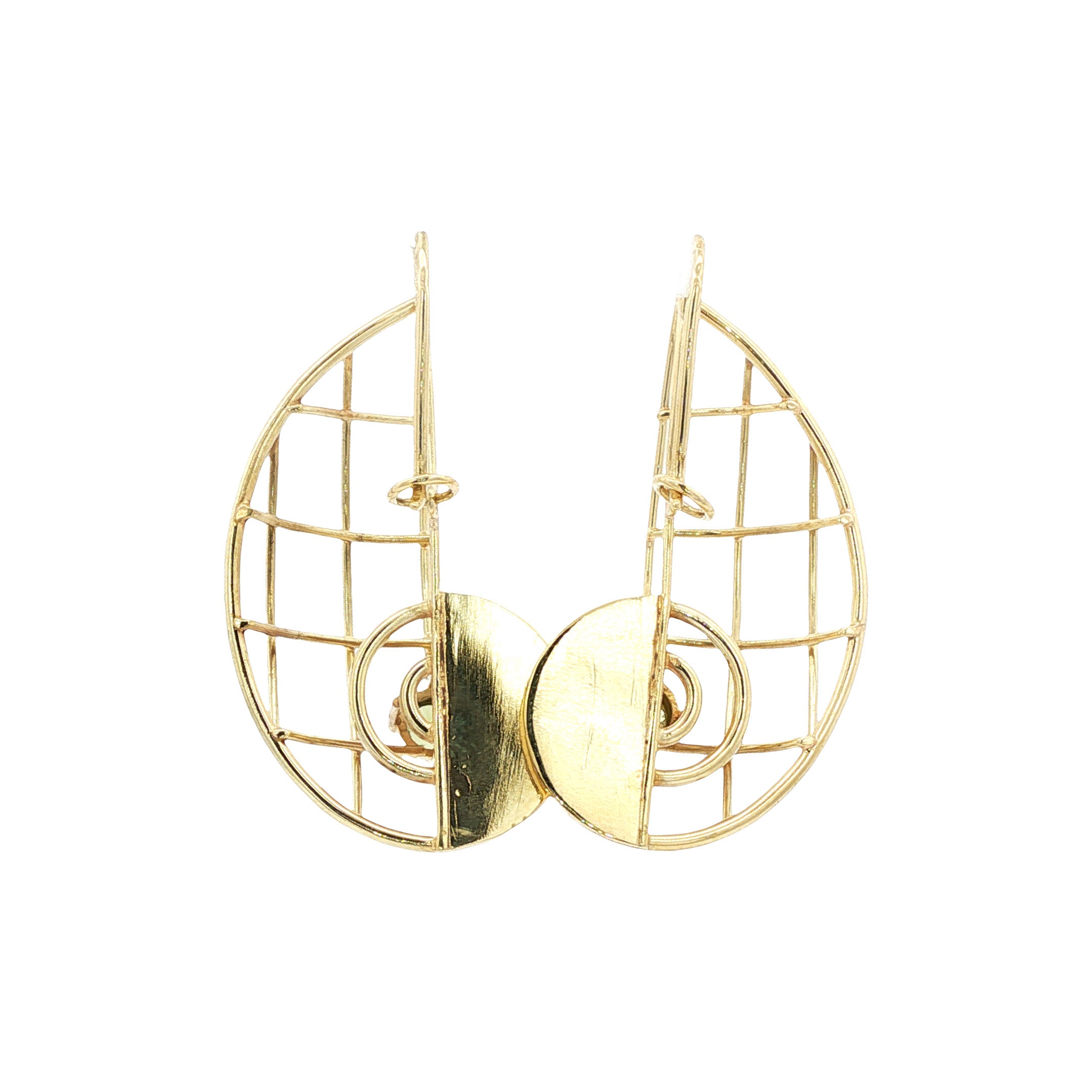 Gouden vintage oorhangers met peridoot 14 kt