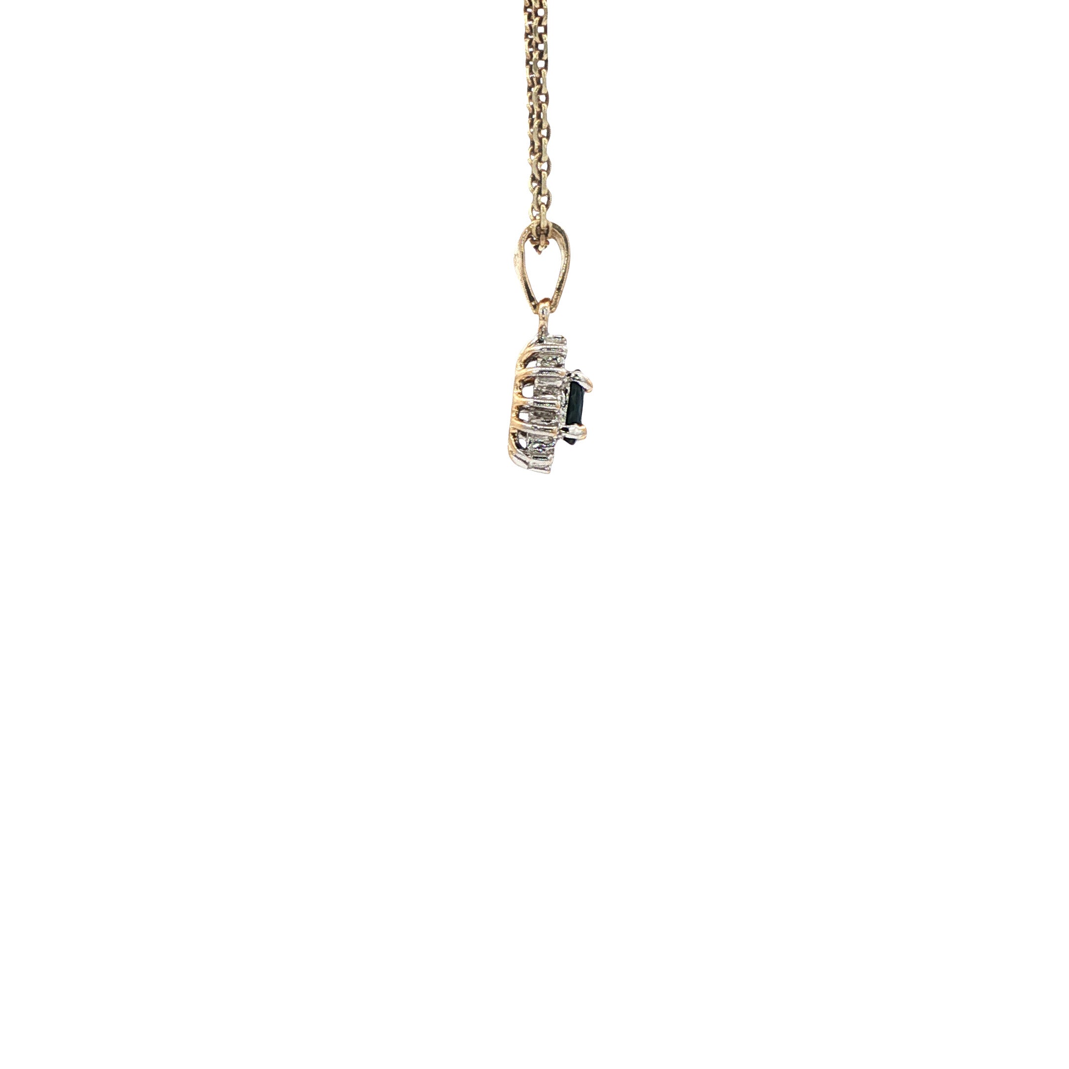 14 kt gold pendant with sapphire and diamond