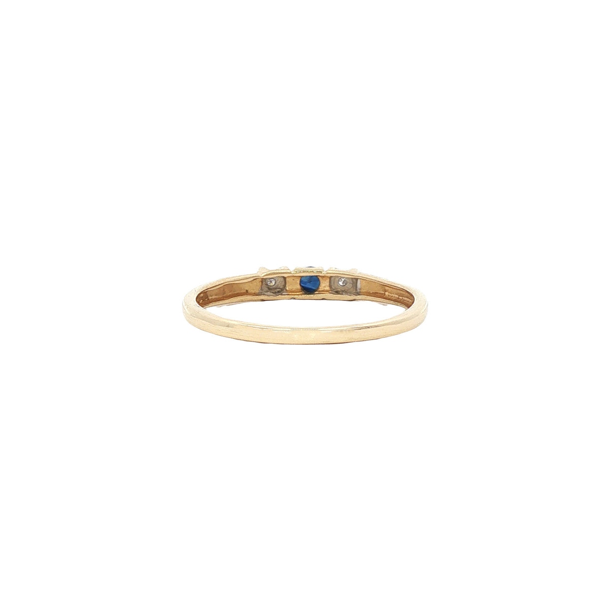 Gouden vintage ring met saffier en diamant 14 kt