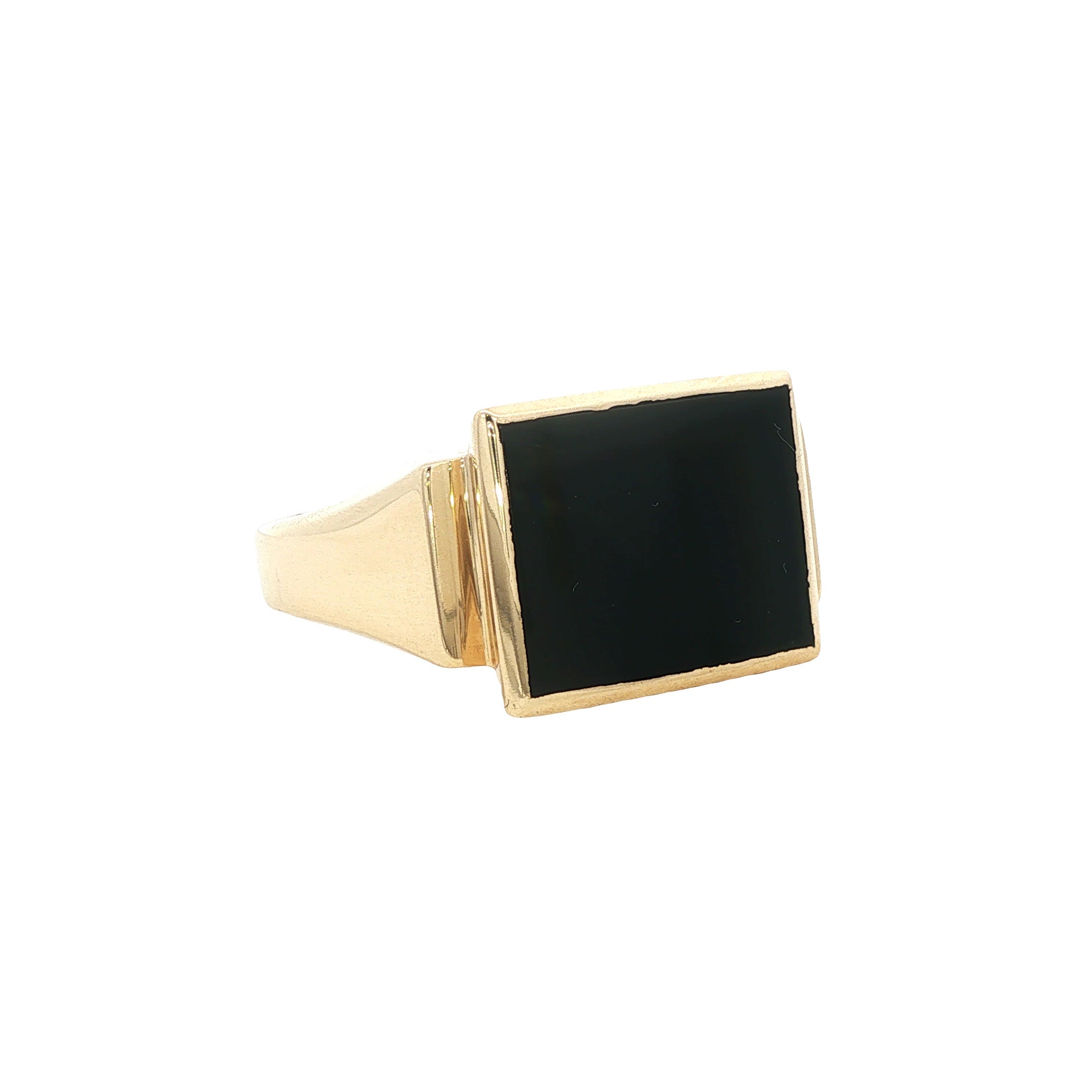 Gouden vintage zegelring met onyx 14 kt