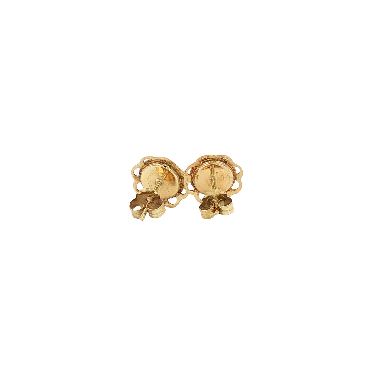 Gouden vintage oorstekers met bloedkoraal 14 kt