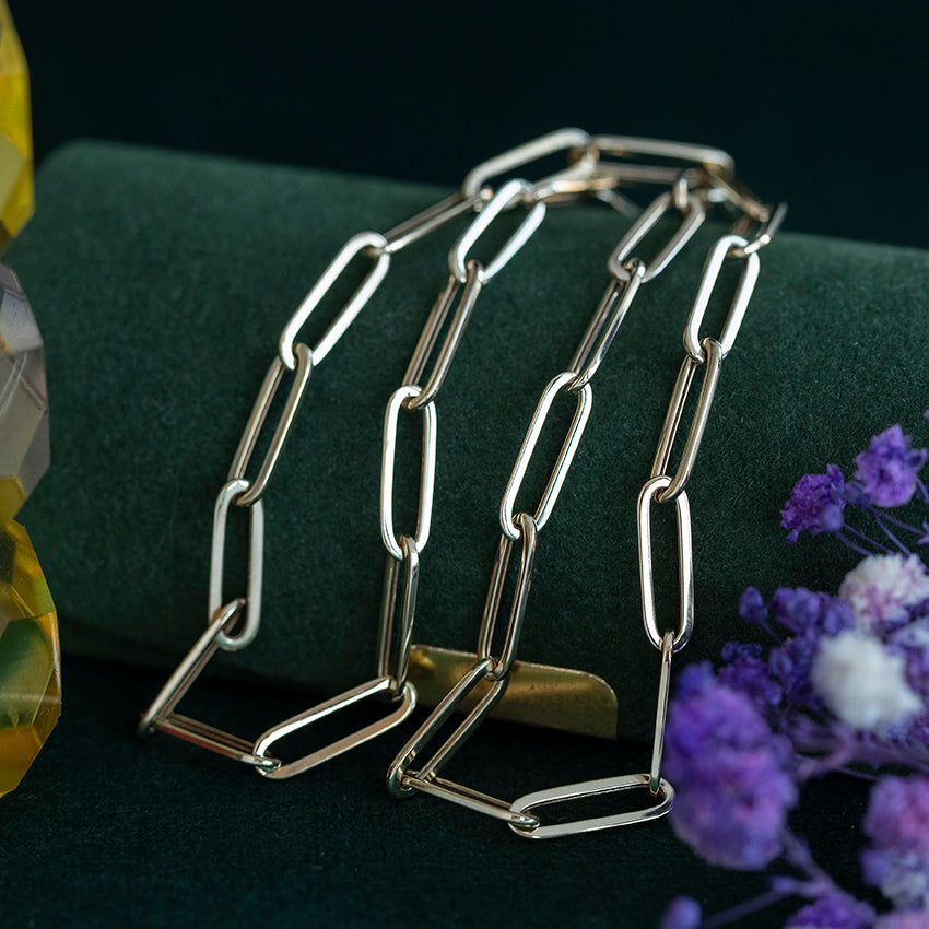 Gouden paperclip collier 14 kt