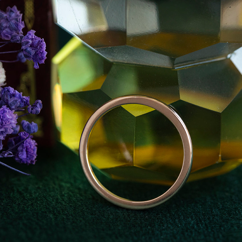 Roségouden gladde ring 14 kt