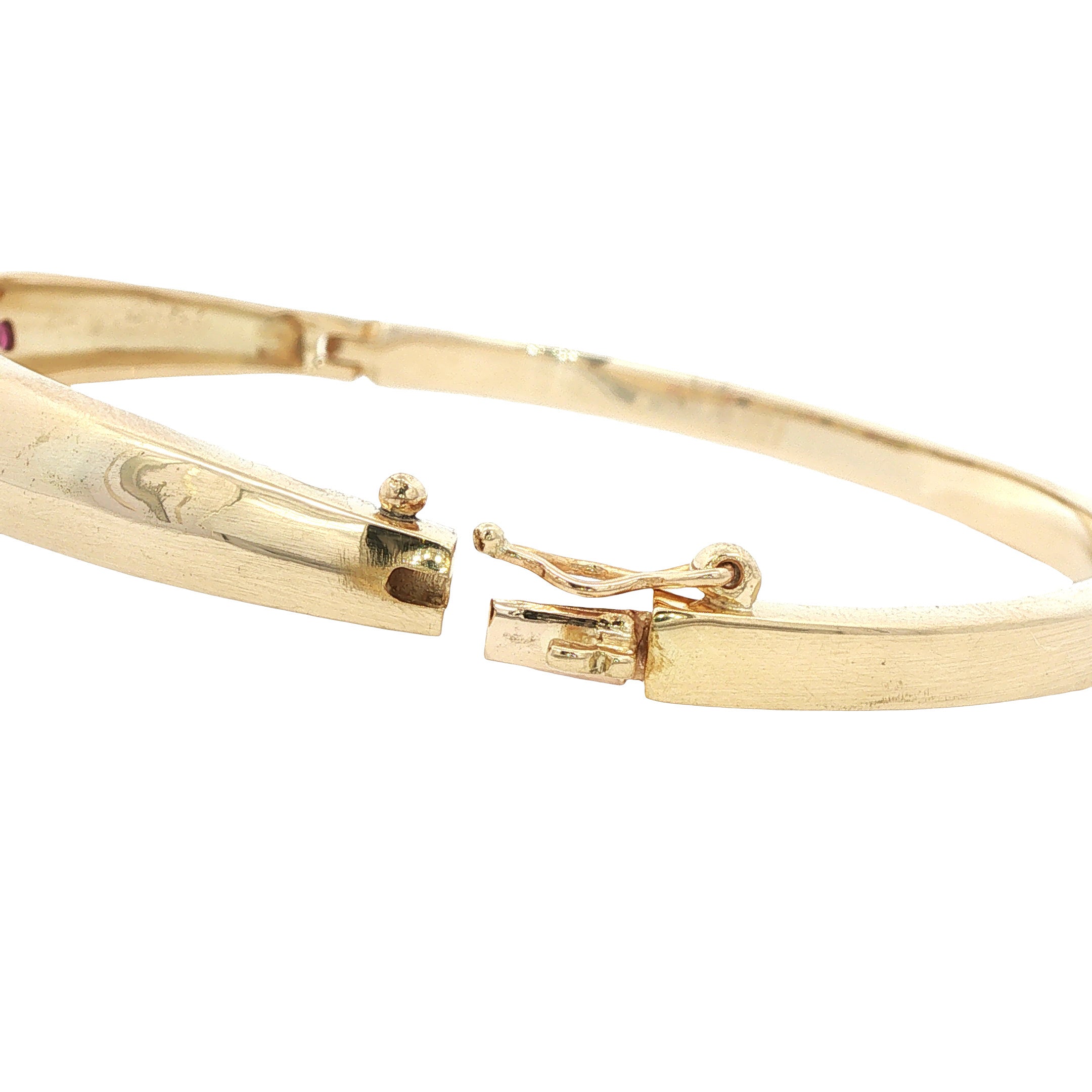 Vintage bangle met robijn, saffier, smaragd en diamant 12 kt
