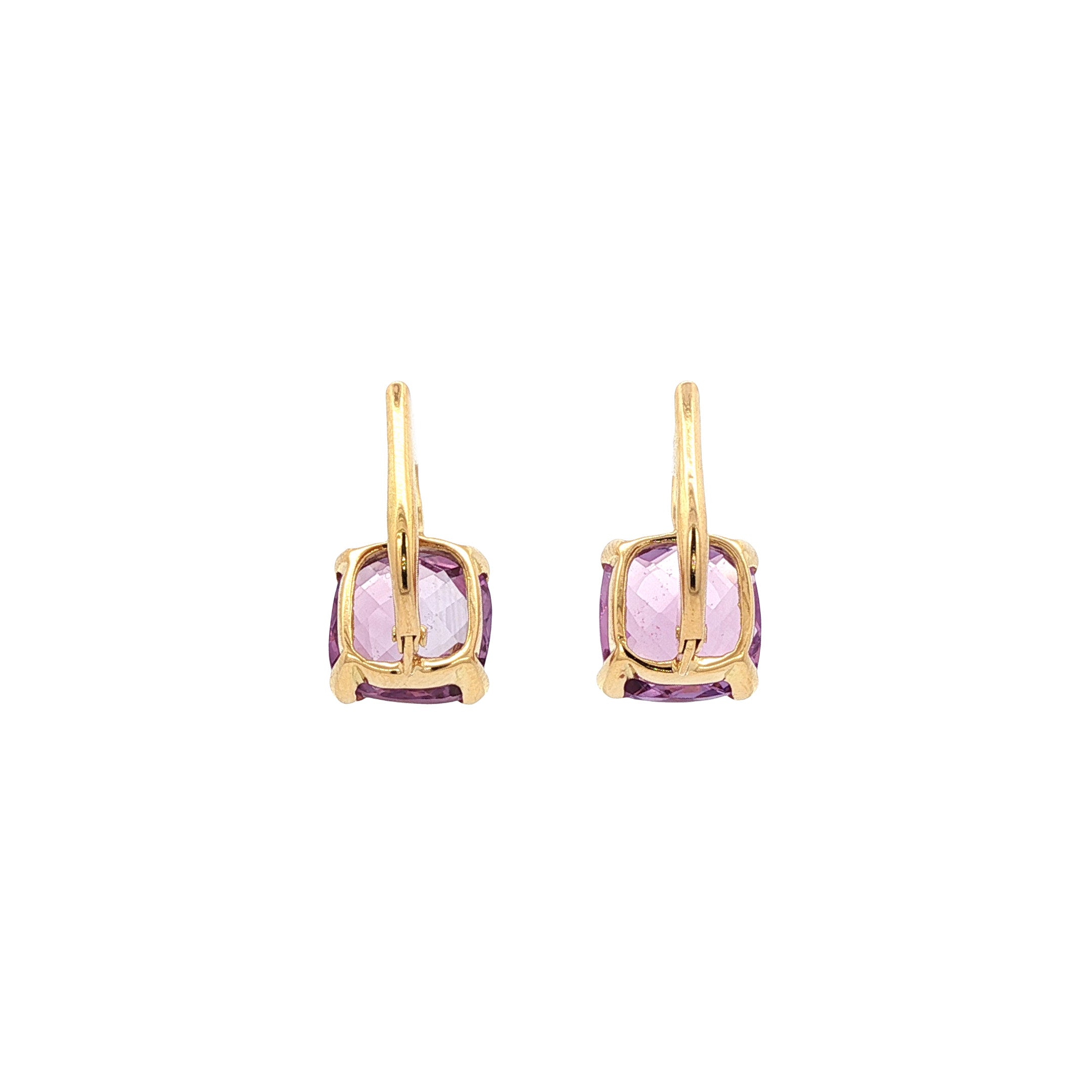 Gouden vintage oorhangers met amethist 18 kt